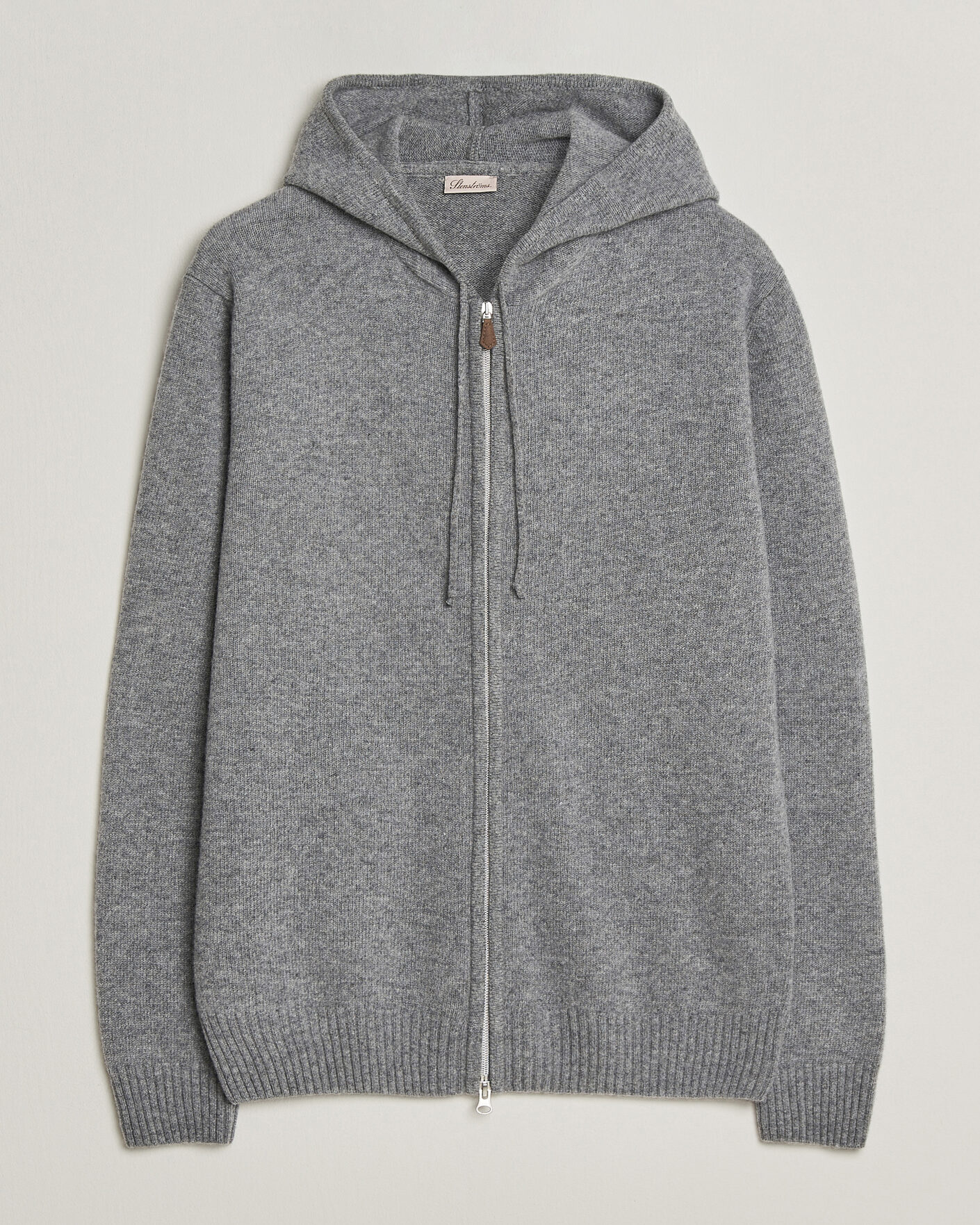 Herre | Trøjer | Stenströms | Brushed Merino Full-Zip Hood Grey