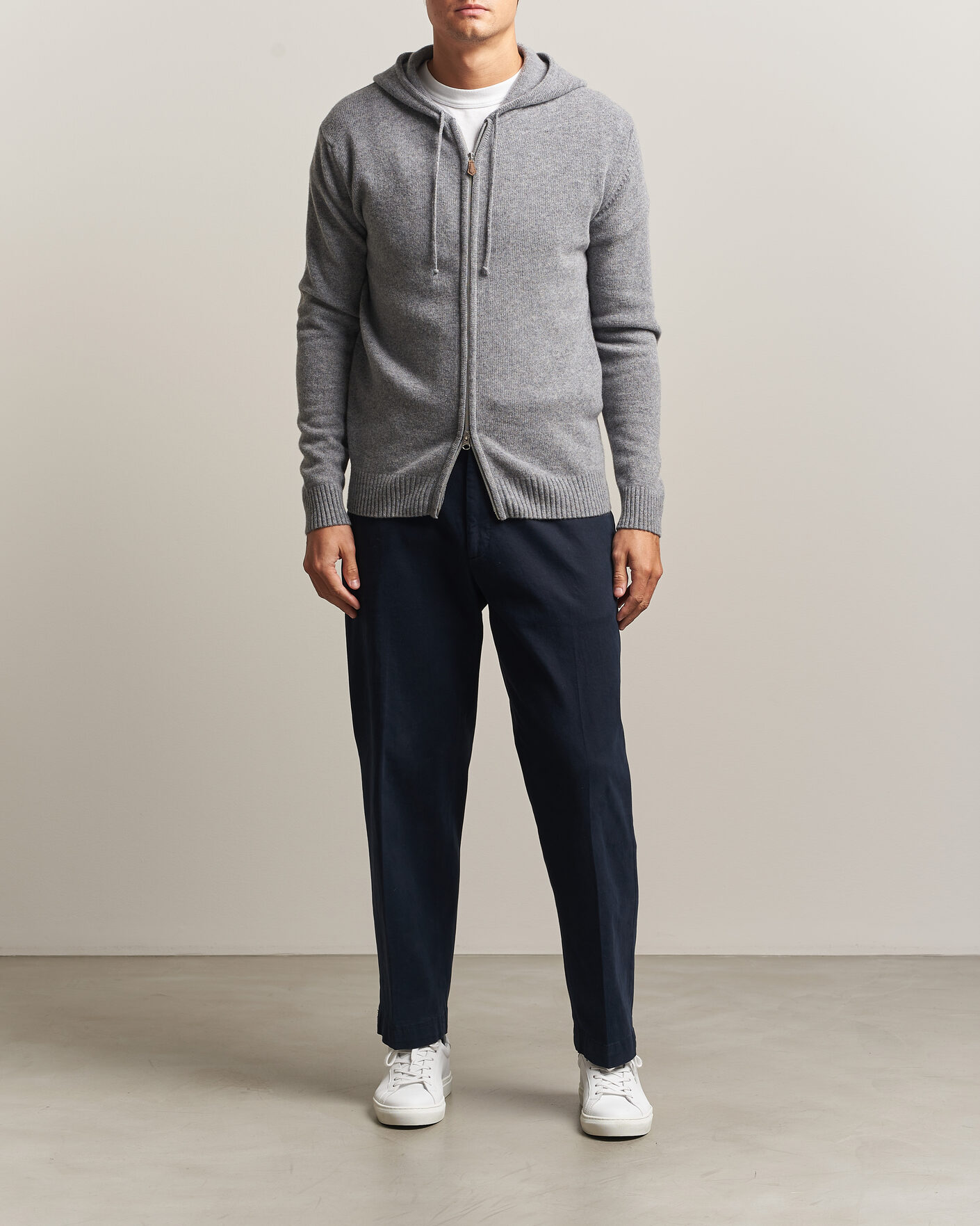 Herre | Trøjer | Stenströms | Brushed Merino Full-Zip Hood Grey