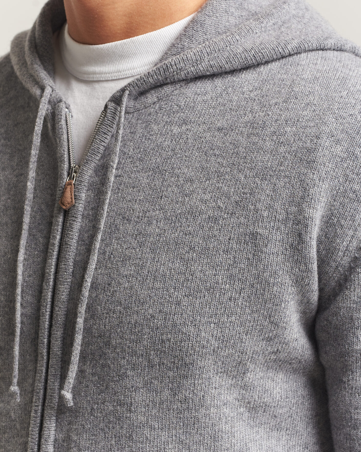 Herre | Trøjer | Stenströms | Brushed Merino Full-Zip Hood Grey