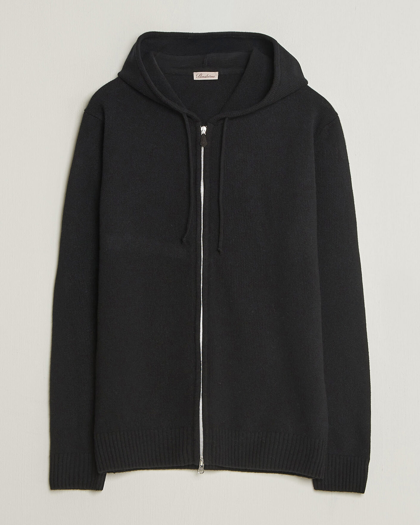 Herre | Trøjer | Stenströms | Brushed Merino Full-Zip Hood Black