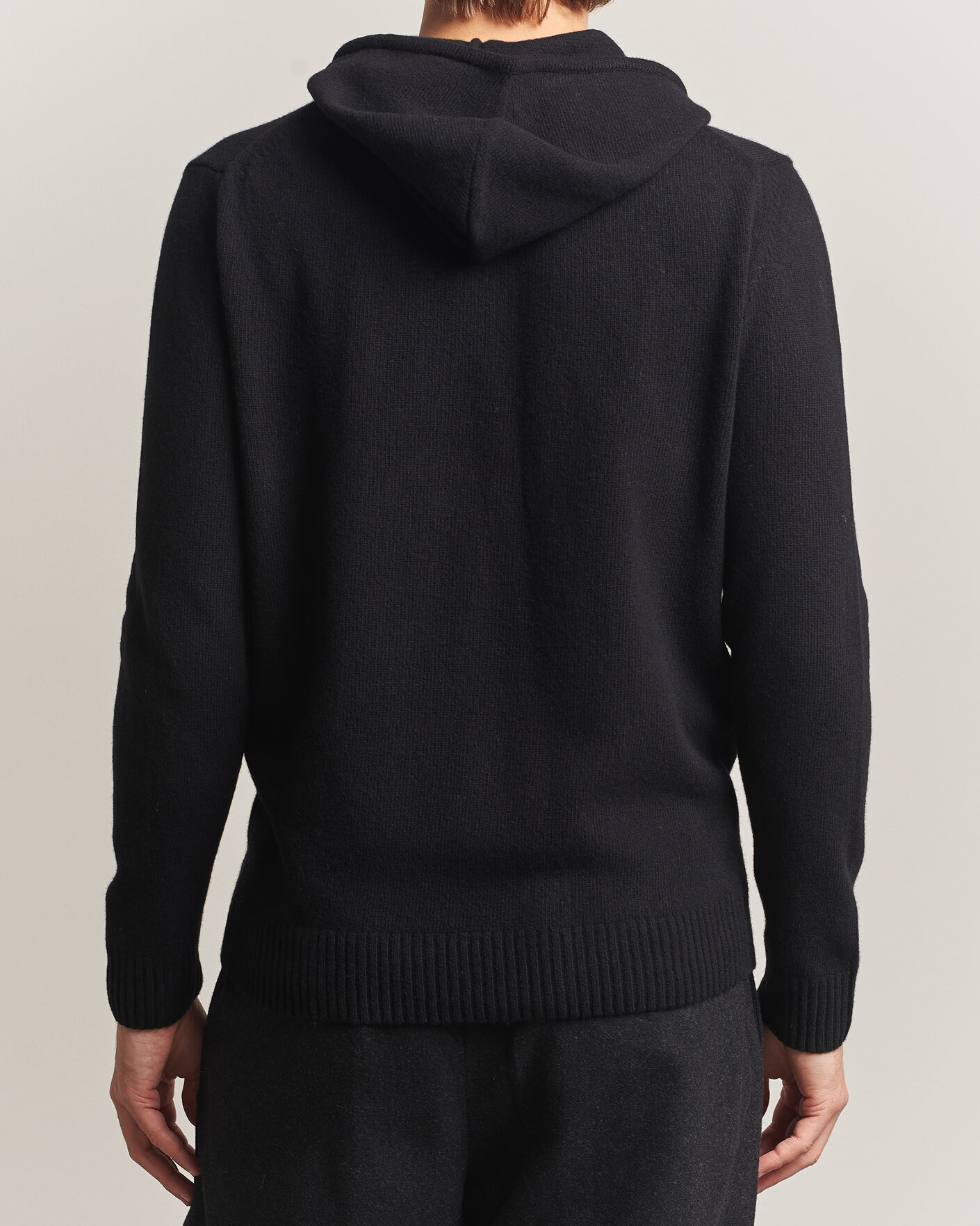 Herre | Trøjer | Stenströms | Brushed Merino Full-Zip Hood Black