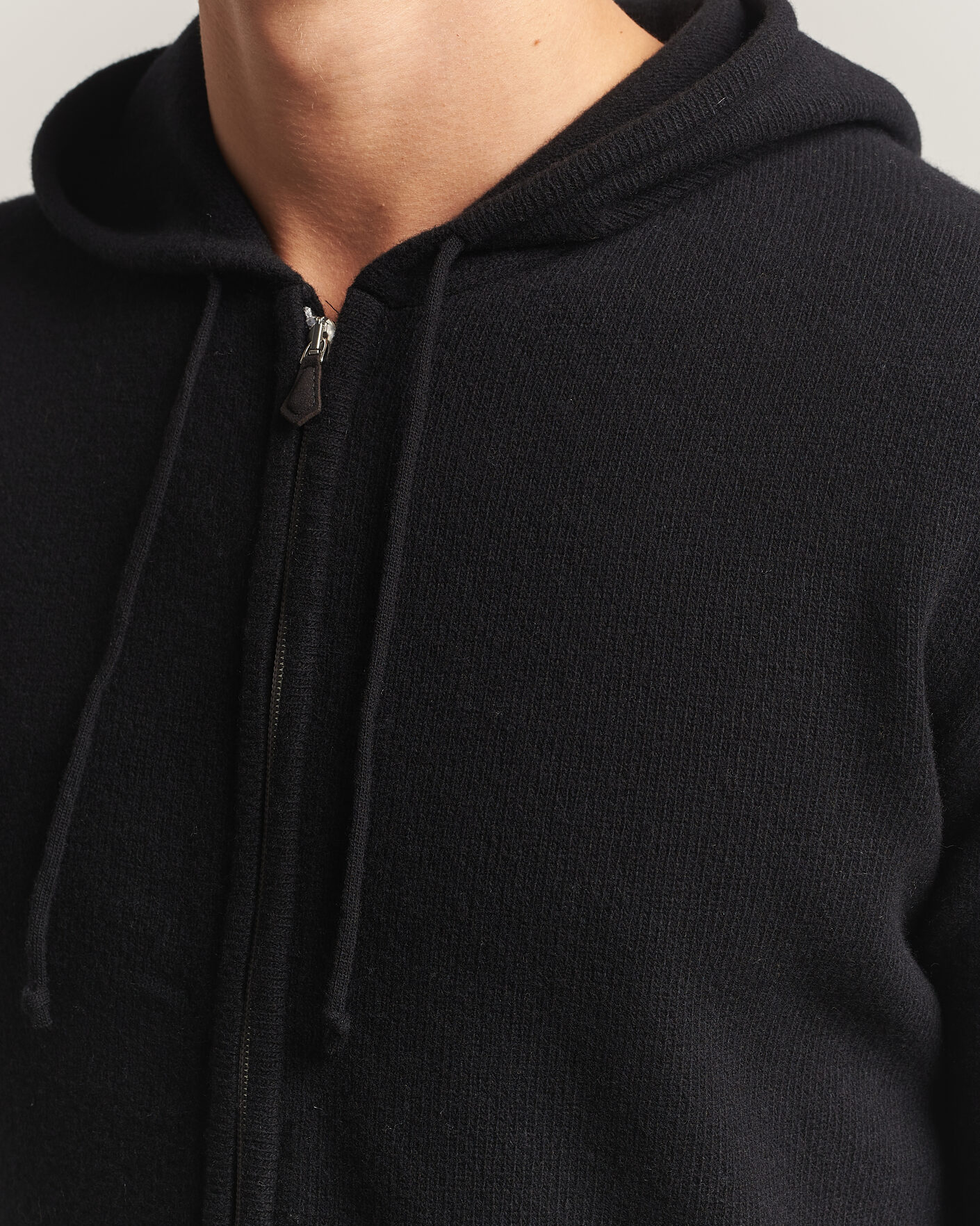 Herre | Trøjer | Stenströms | Brushed Merino Full-Zip Hood Black