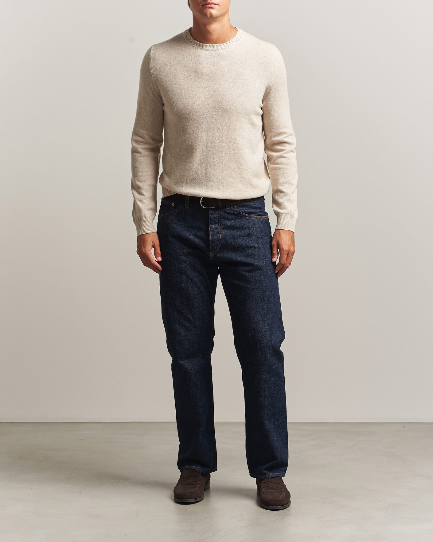 Herre | Trøjer | Stenströms | Cashmere Crewneck Beige