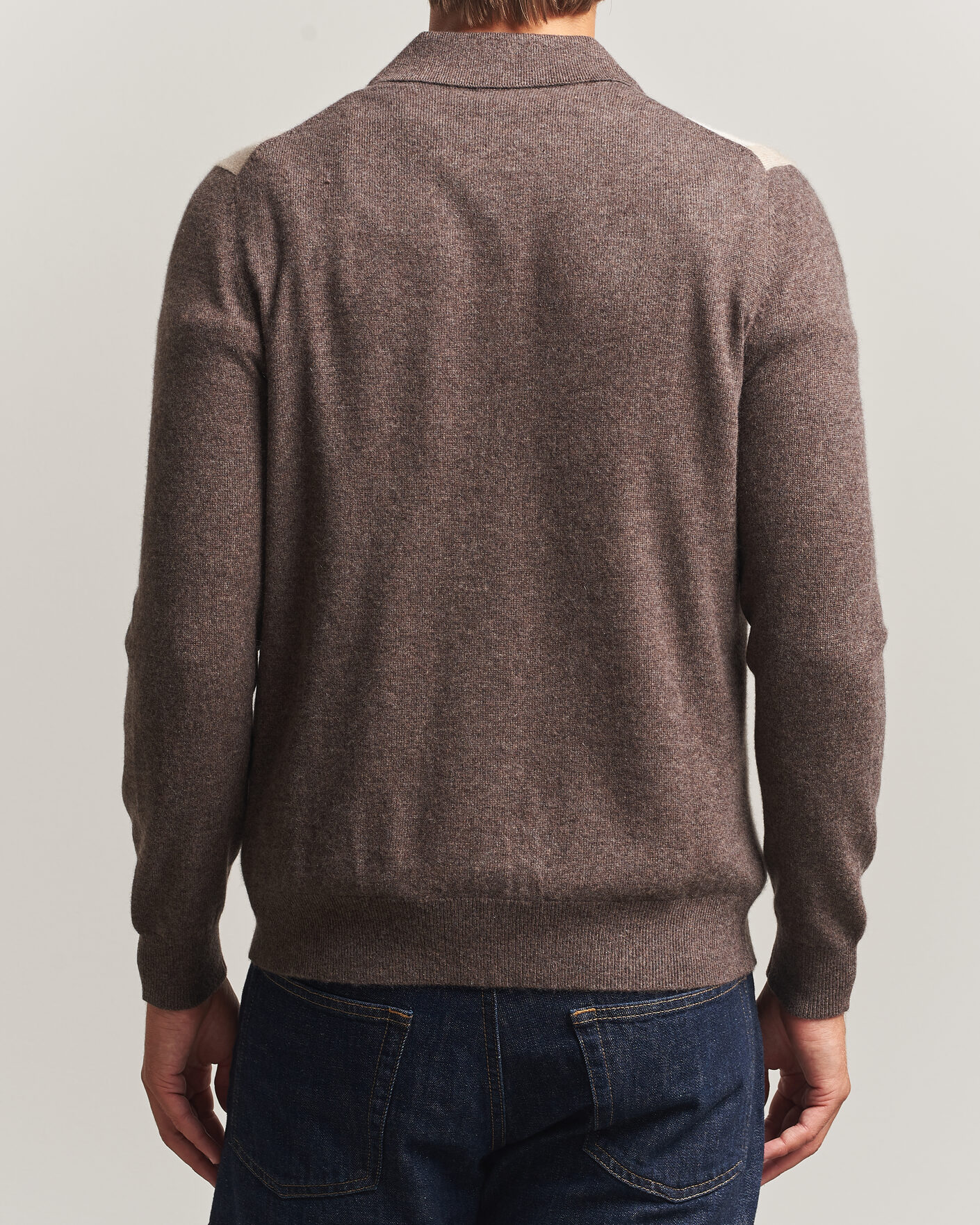 Herre | Trøjer | Stenströms | Cashmere Striped Polo Cardigan Brown