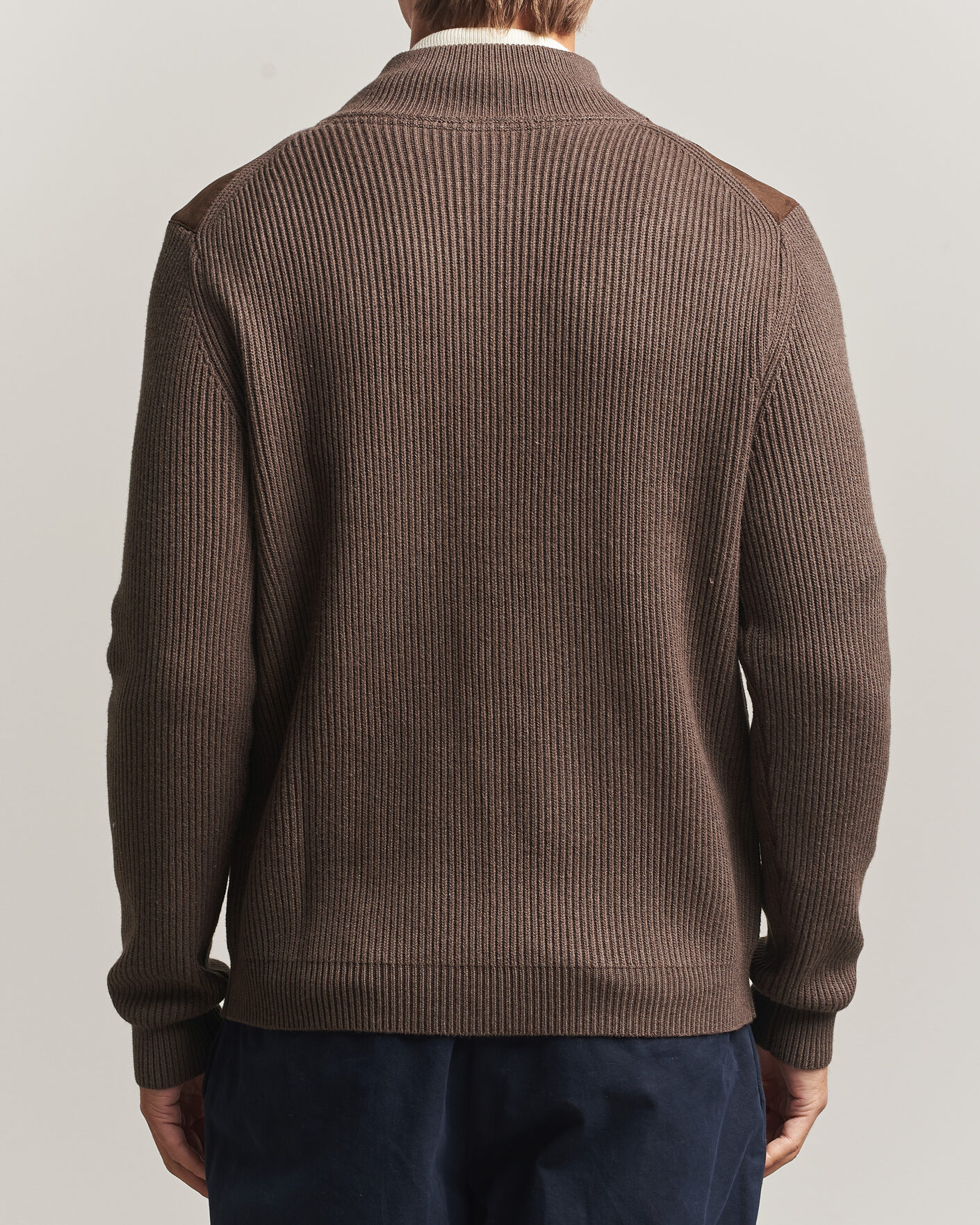 Herre | Trøjer | Stenströms | Knitted Hybrid Alcantara Jacket Brown