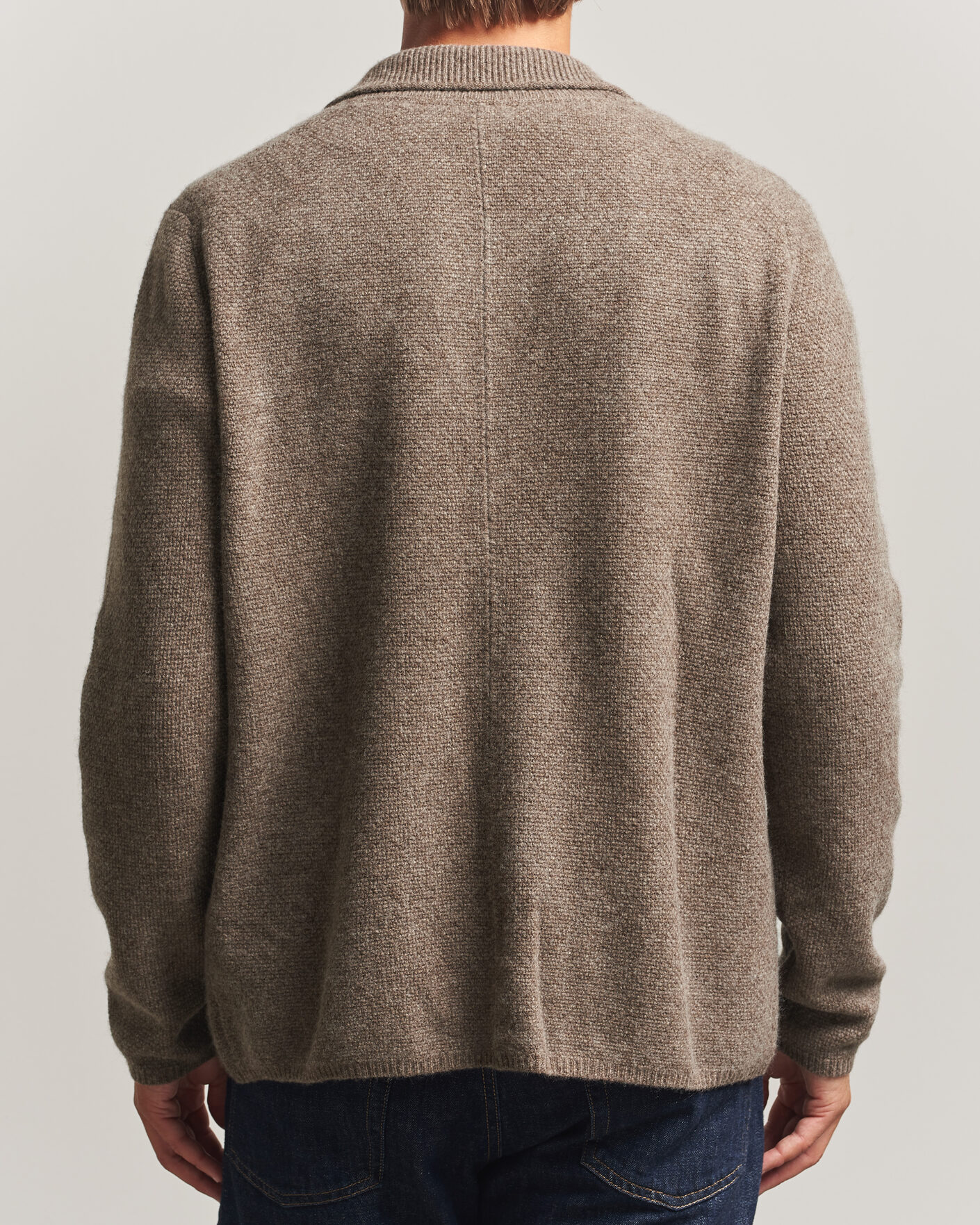 Herre | Trøjer | Stenströms | Knitted Yak/Merino Cardigan Blazer Brown