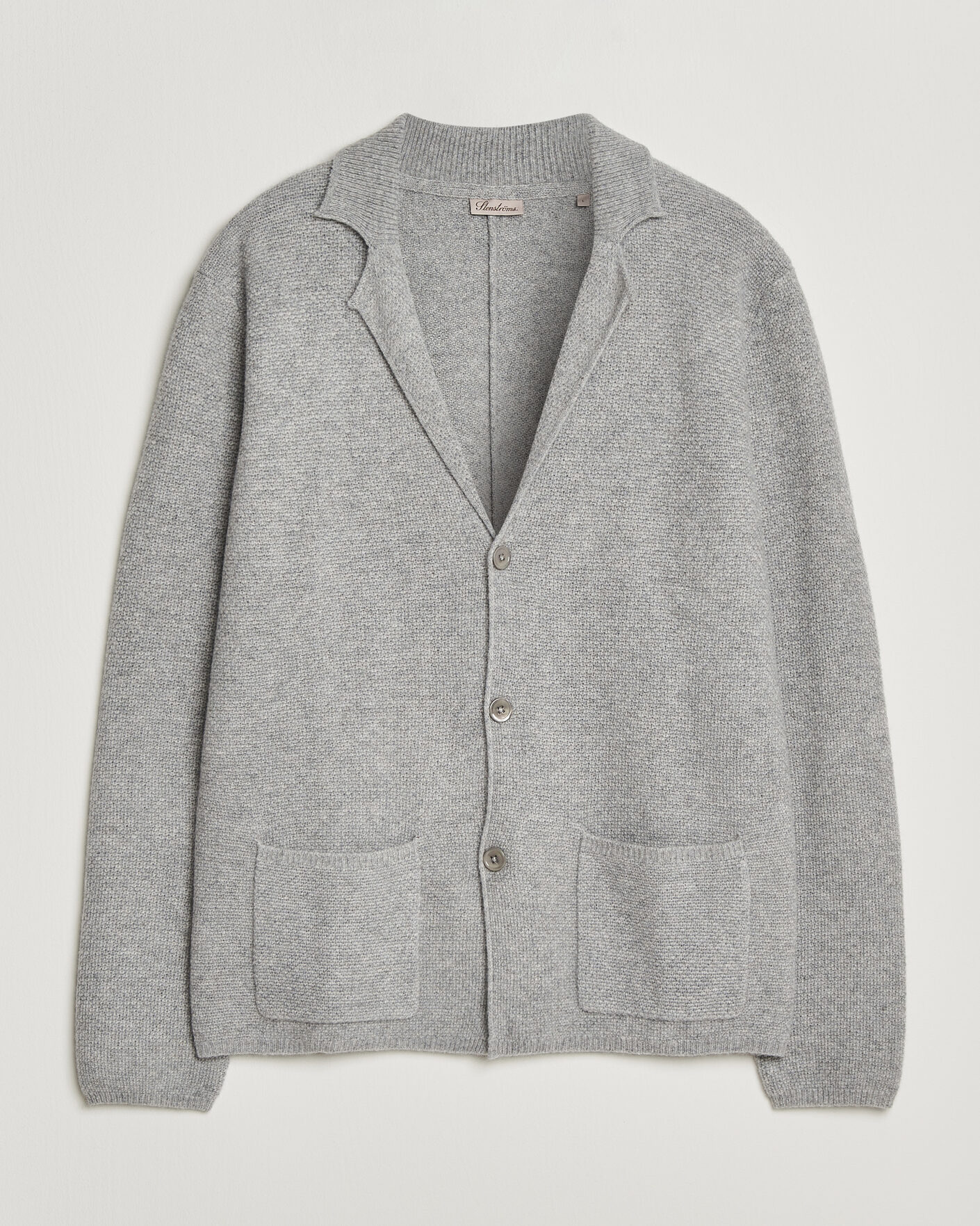 Herre | Trøjer | Stenströms | Knitted Yak/Merino Cardigan Blazer Grey