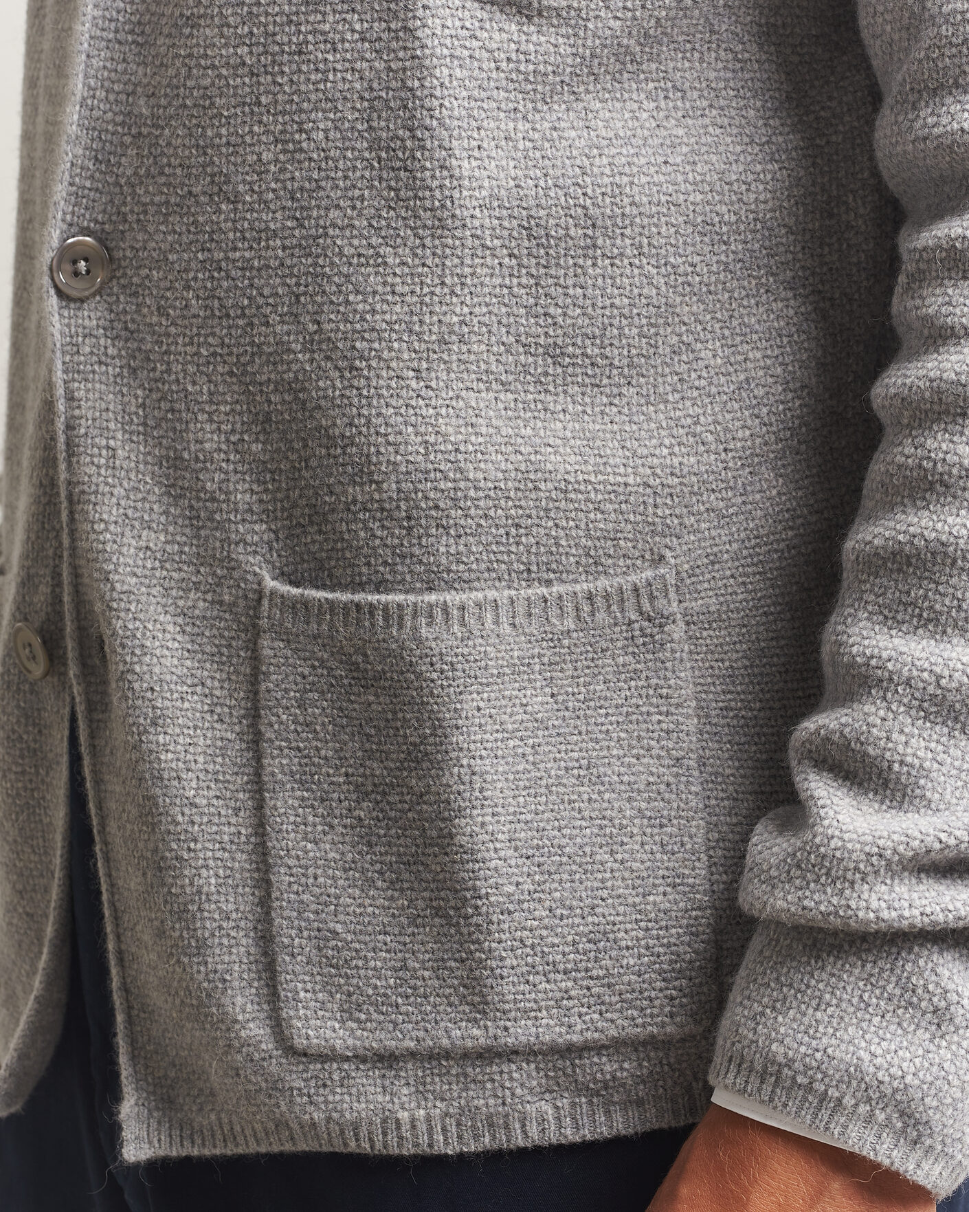 Herre | Trøjer | Stenströms | Knitted Yak/Merino Cardigan Blazer Grey