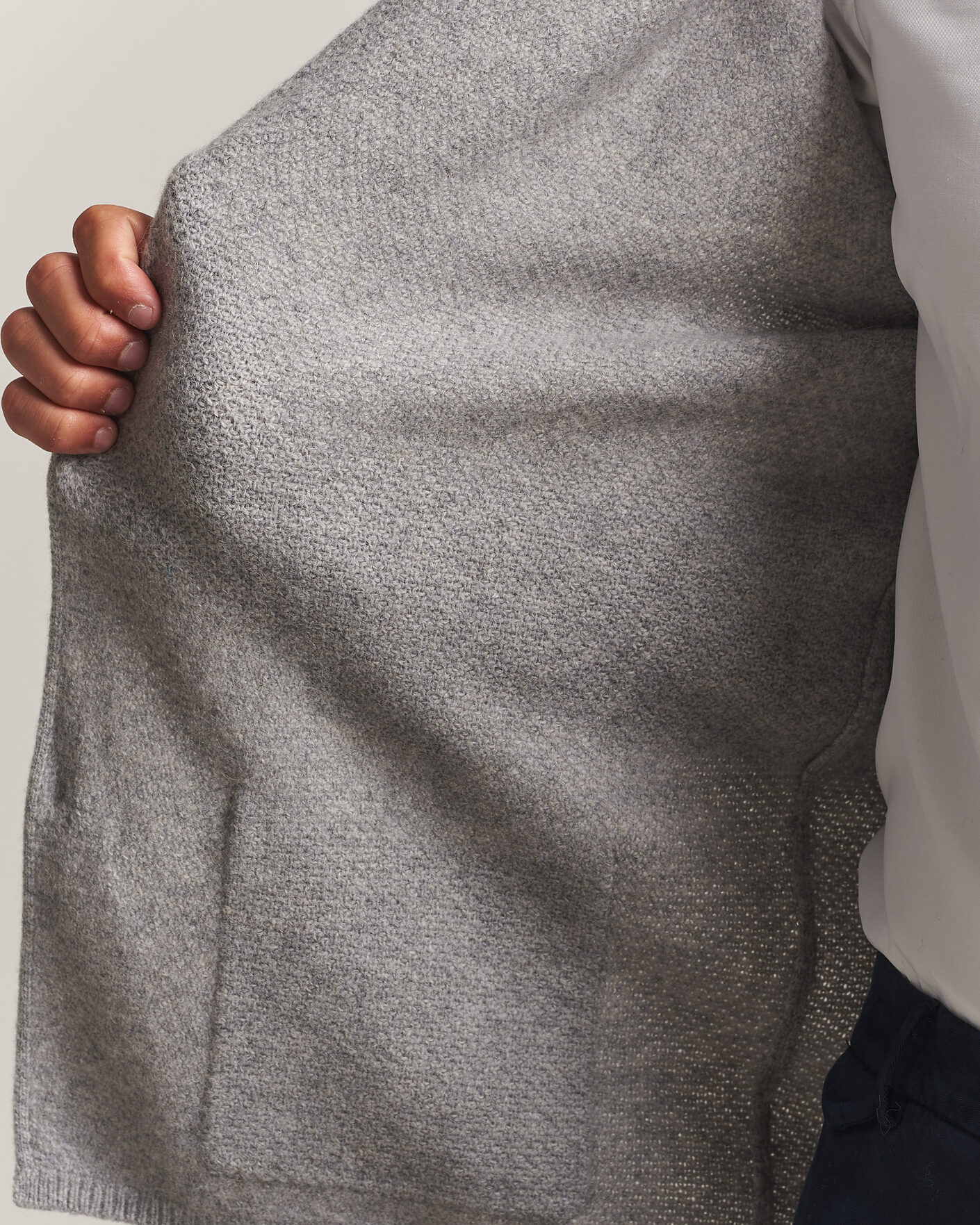Herre | Trøjer | Stenströms | Knitted Yak/Merino Cardigan Blazer Grey