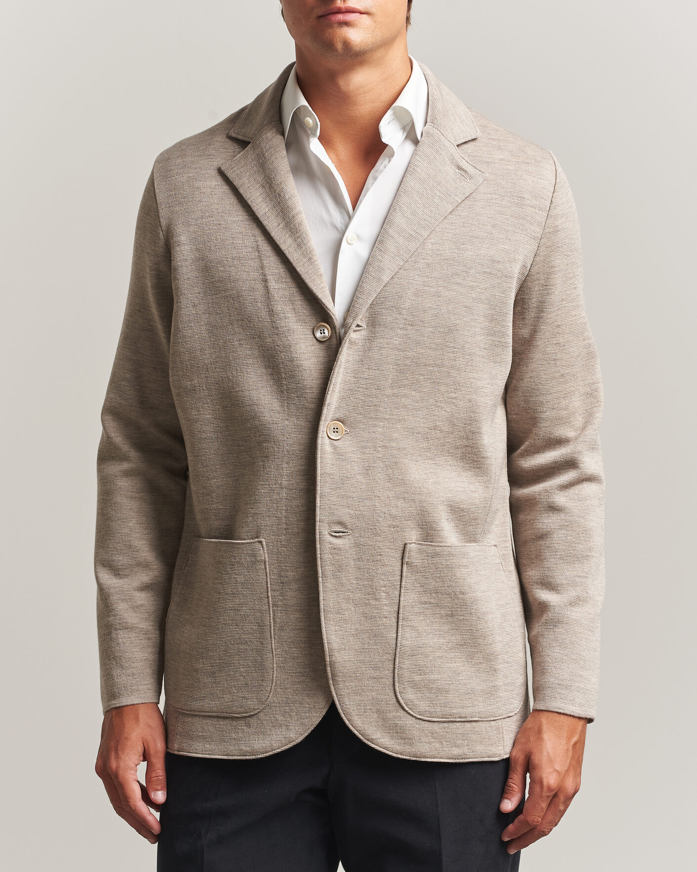 Herre | Blazere & jakker | Stenströms | Milano Knitted Merino Blazer Beige