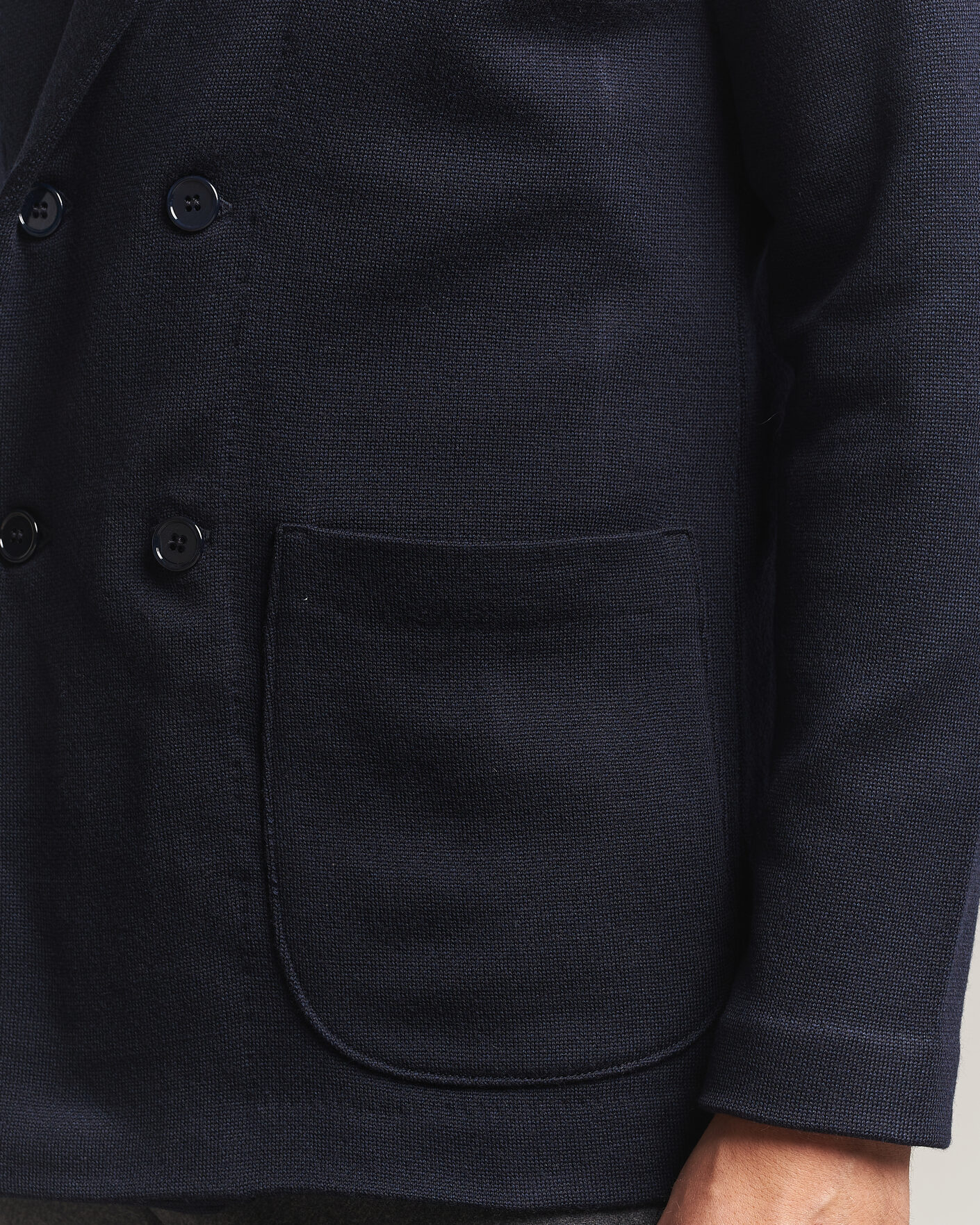 Herre | Blazere & jakker | Stenströms | Knitted Herringbone DB Wool Blazer Navy