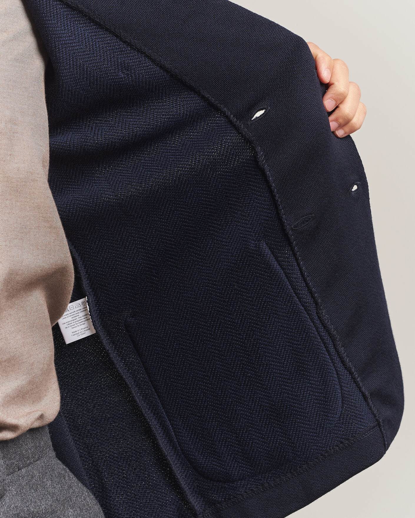 Herre | Blazere & jakker | Stenströms | Knitted Herringbone DB Wool Blazer Navy