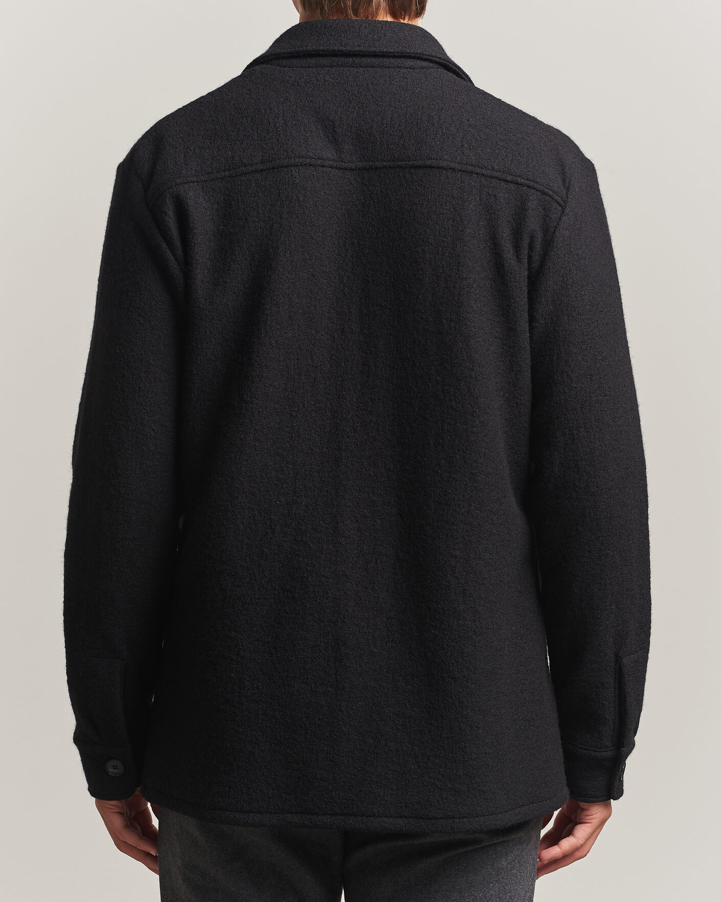 Herre | Skjorter | Stenströms | Felted Wool Overshirt Black