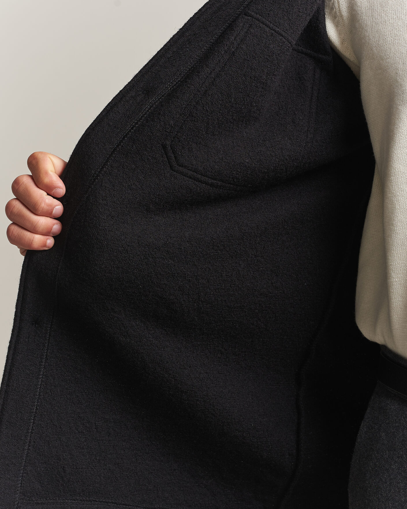 Herre | Skjorter | Stenströms | Felted Wool Overshirt Black