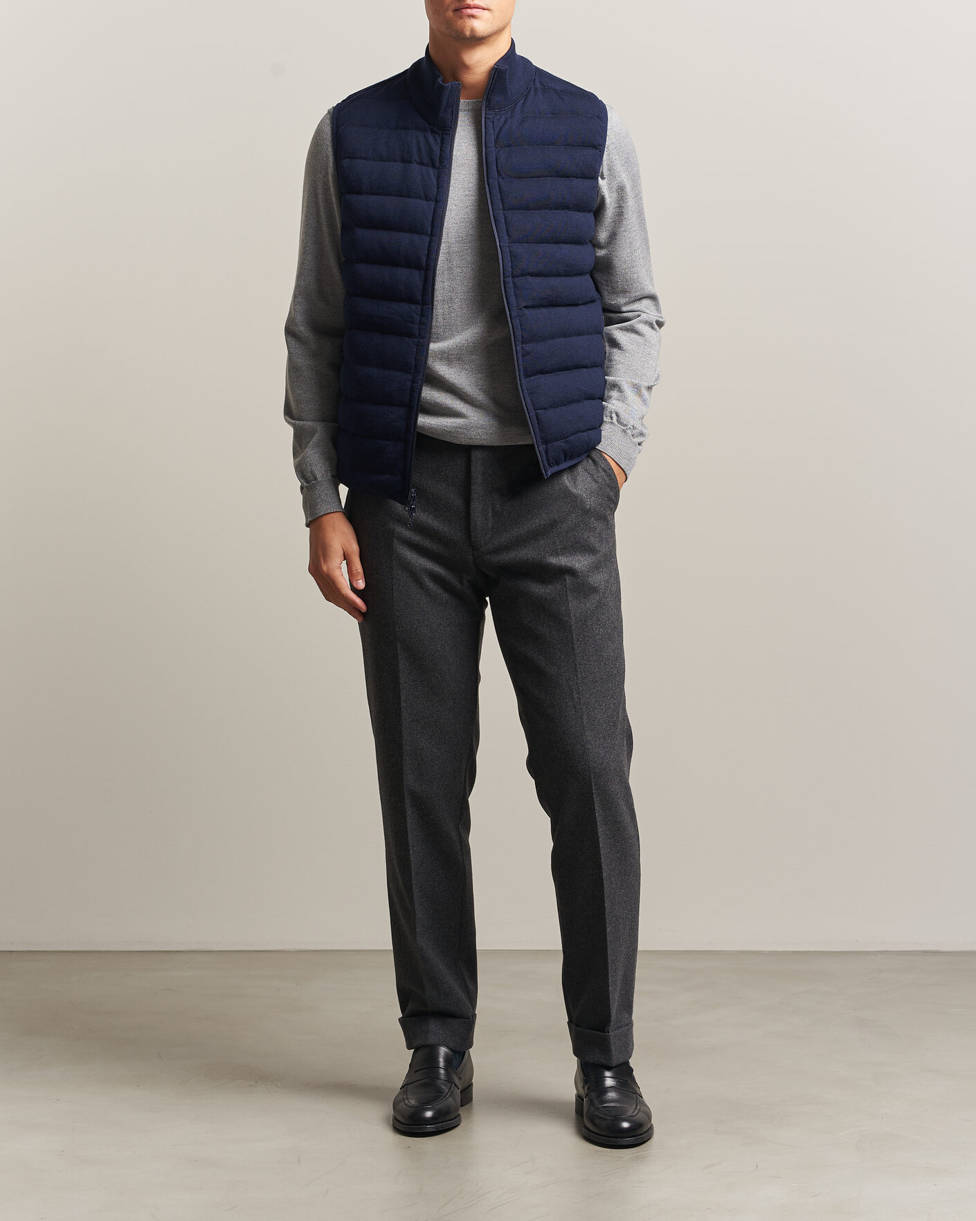 Herre | Veste | Stenströms | Reversible Knitted Merino/Nylon Vest Navy