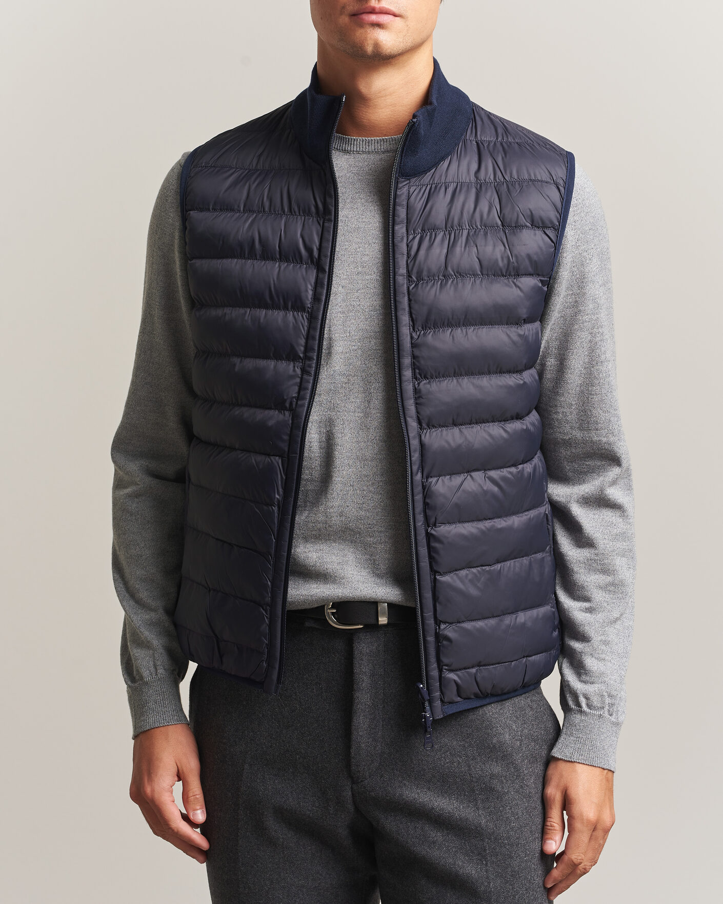 Herre | Veste | Stenströms | Reversible Knitted Merino/Nylon Vest Navy
