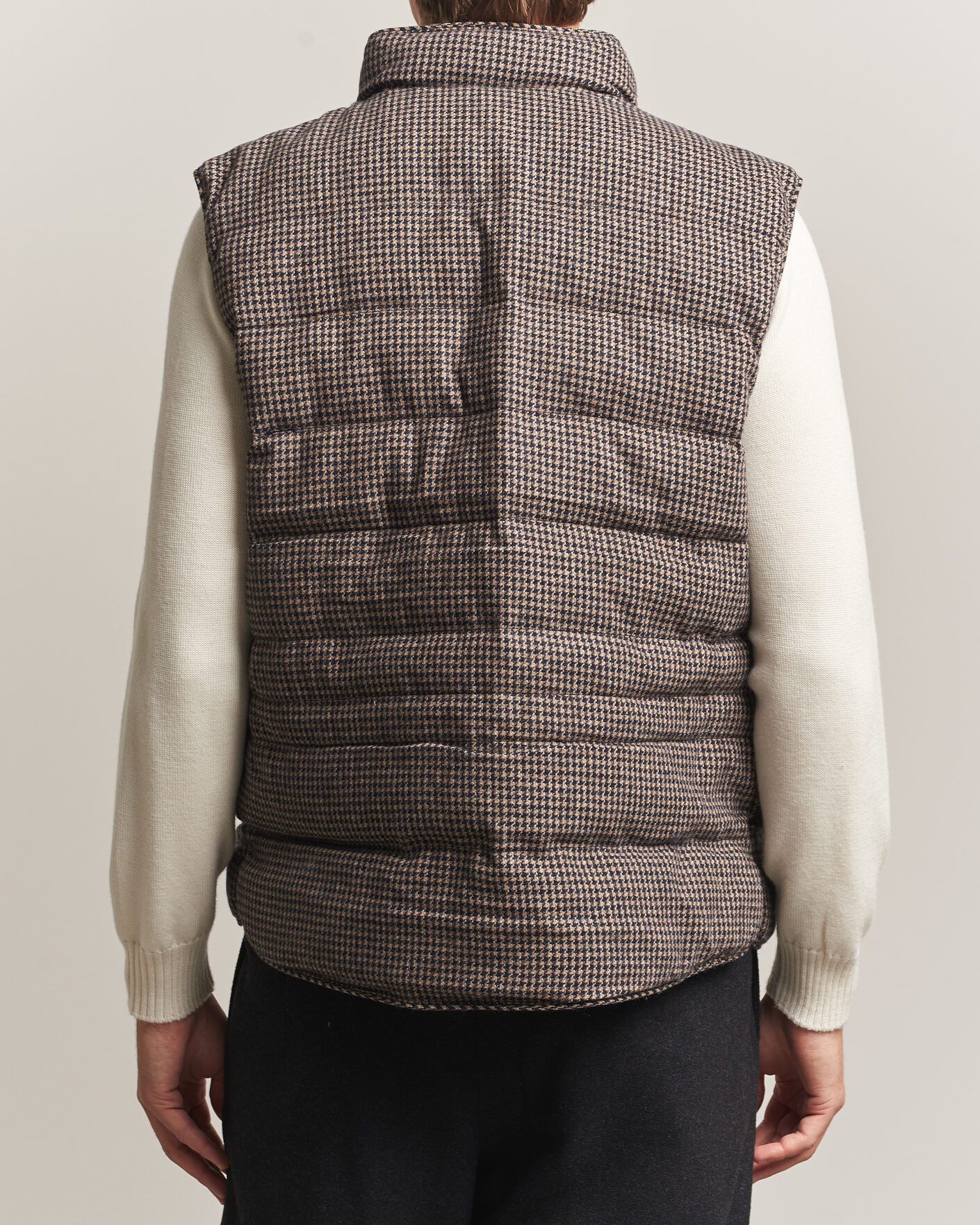 Herre | Veste | Stenströms | Padded Houndstooth Wool Vest Brown