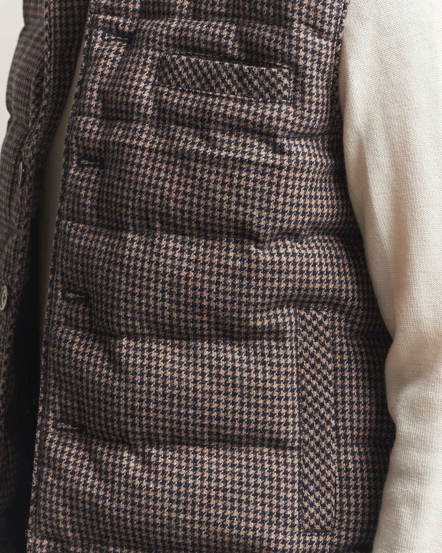 Herre | Veste | Stenströms | Padded Houndstooth Wool Vest Brown