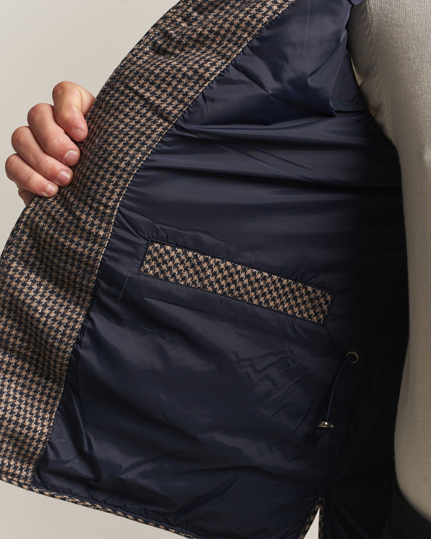 Herre | Veste | Stenströms | Padded Houndstooth Wool Vest Brown