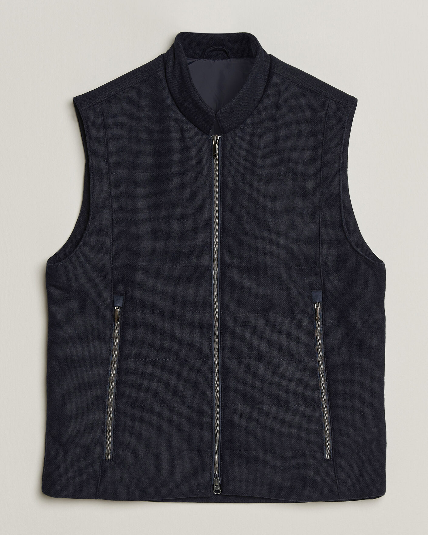 Herre | Veste | Stenströms | Wool Alcantara Detail Light Padded Vest Navy