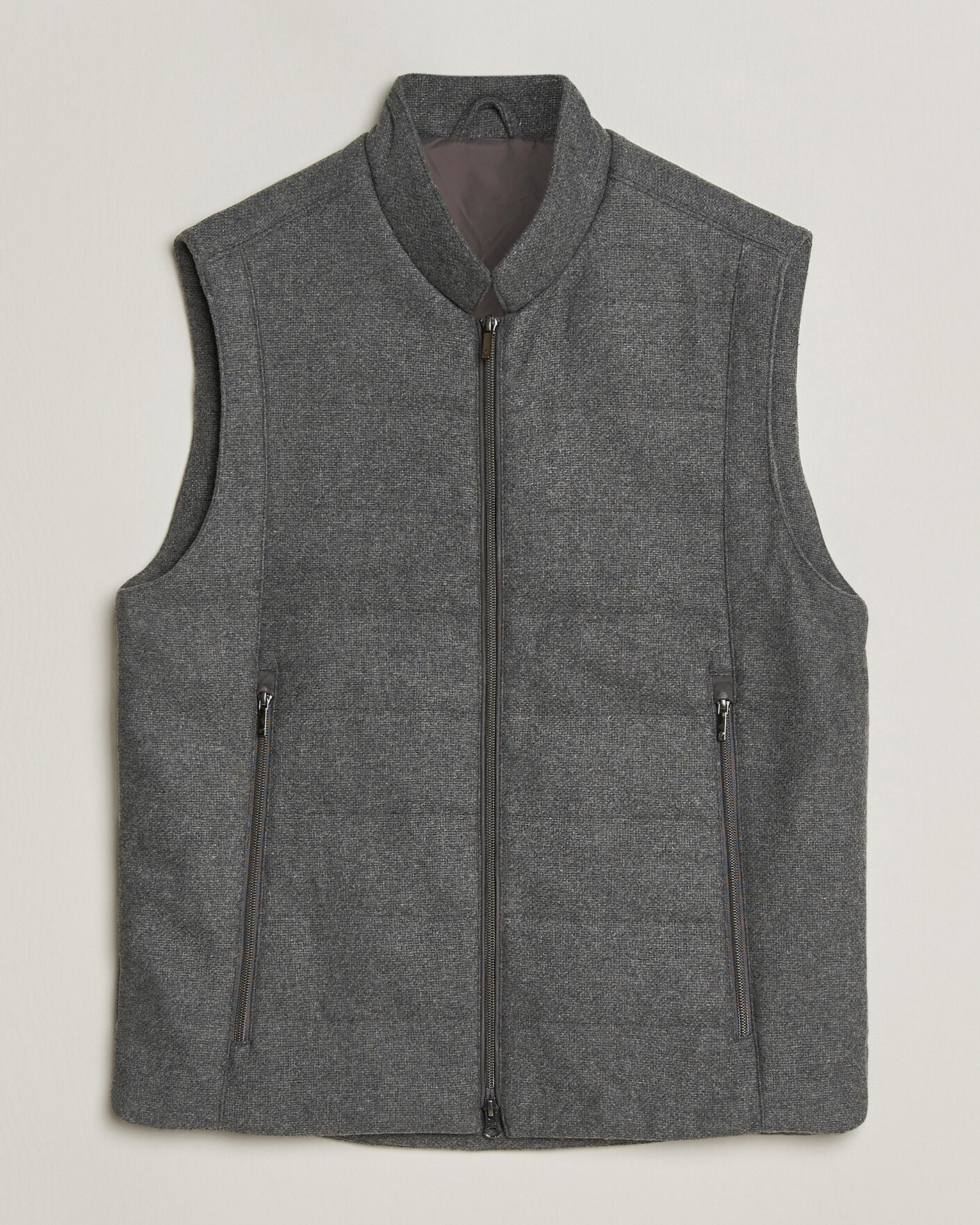 Herre | Veste | Stenströms | Wool Alcantara Detail Light Padded Vest Grey