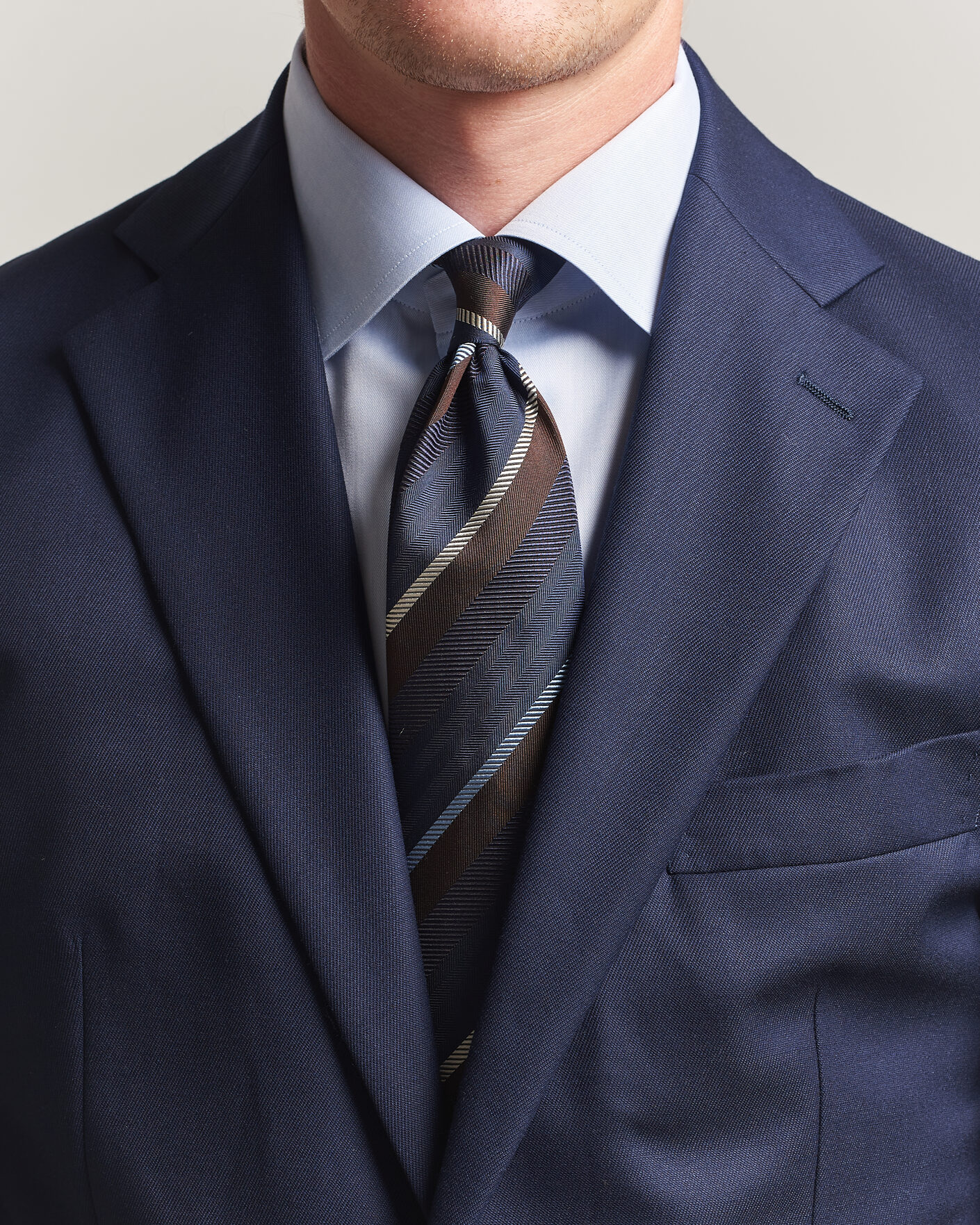 Herre | Slips | Stenströms | Regimental Stripe Silk Tie 7,5cm Navy