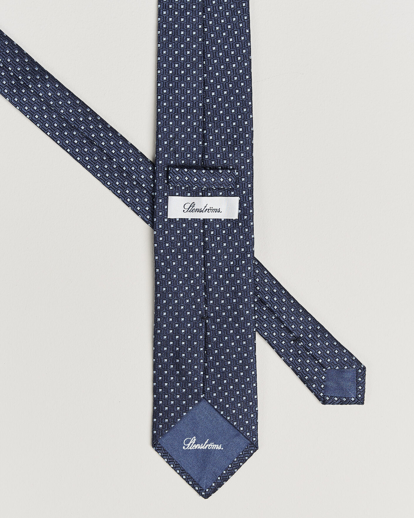 Herre | Slips | Stenströms | Woven Silk Dot Tie 7,5cm Navy