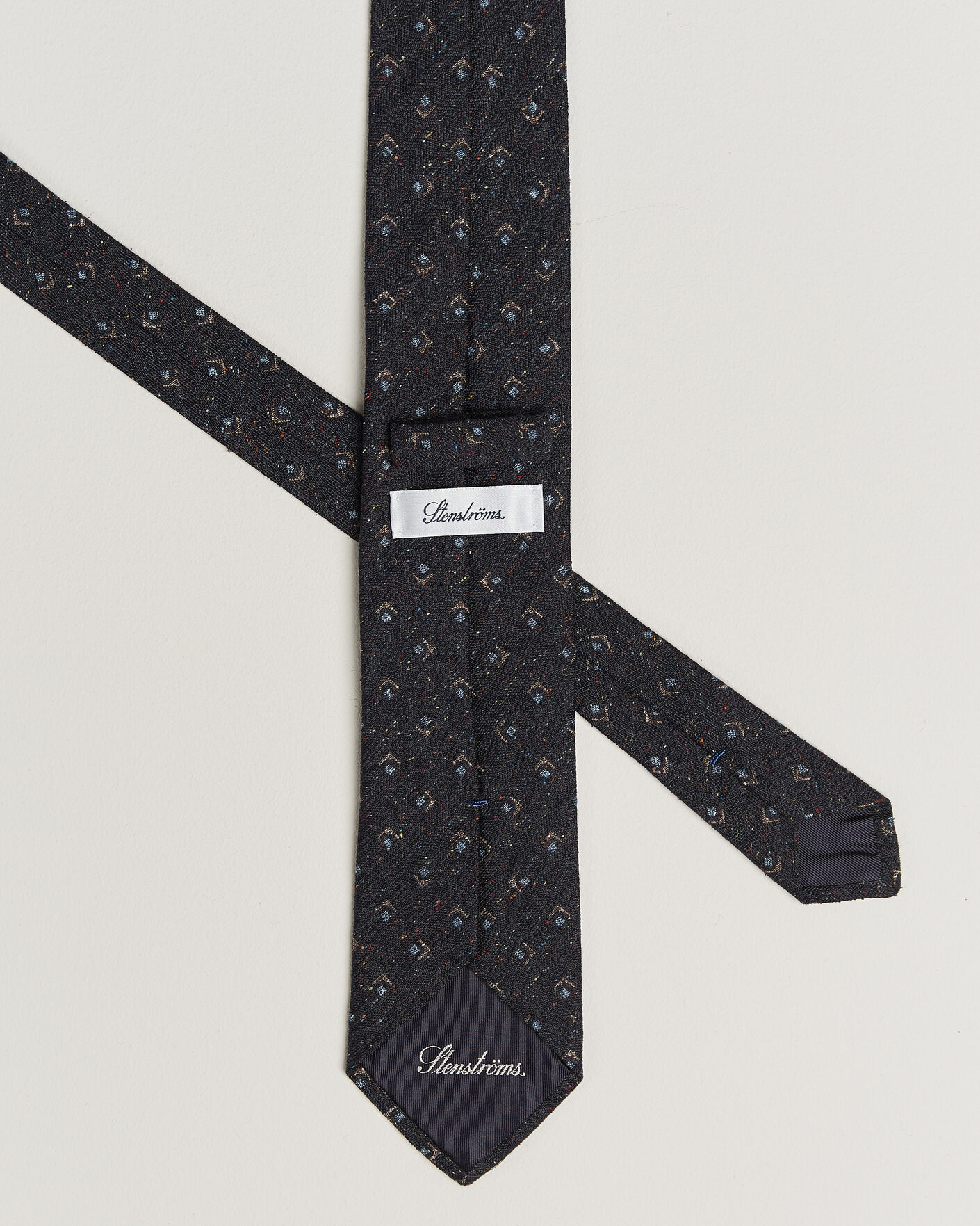 Herre | Slips | Stenströms | Woven Herringbone Silk Tie 7,5cm Navy