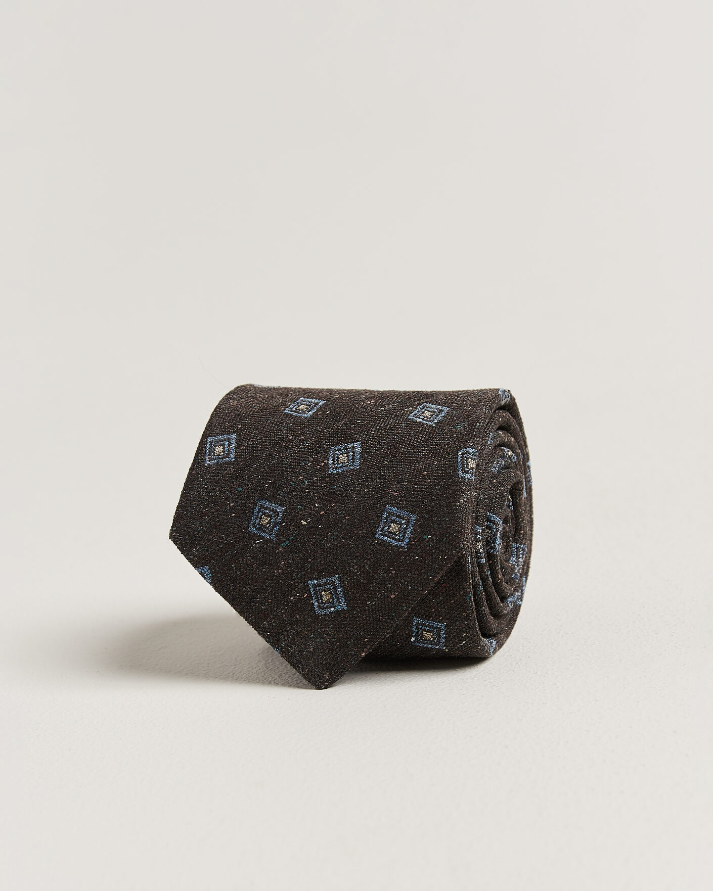 Herre | Slips | Stenströms | Woven Herringbone Silk Tie 7,5cm Dark Brown