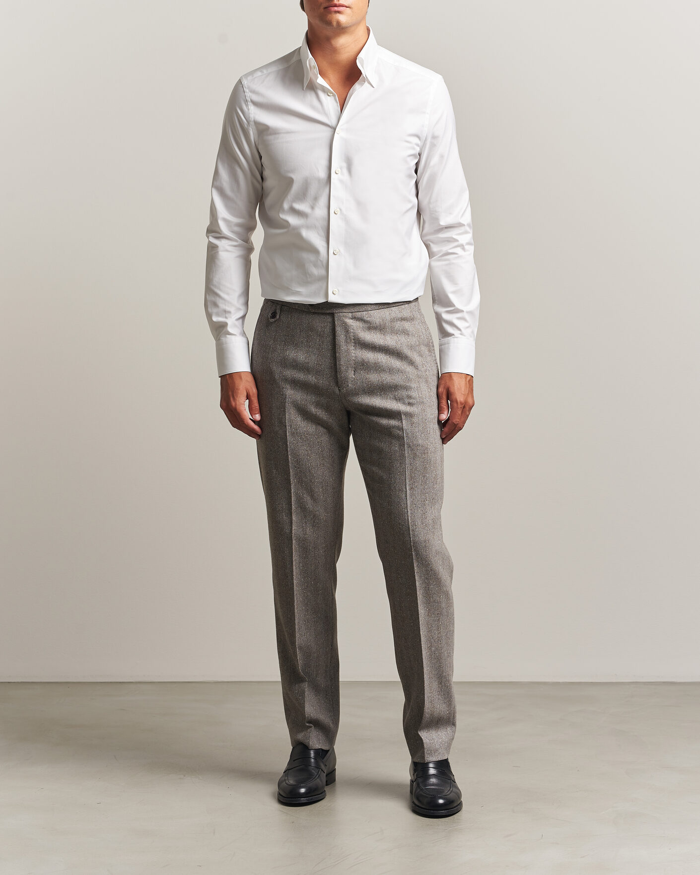 Herre | Skjorter | Stenströms | Slimline Twofold Cotton Button Under Shirt White