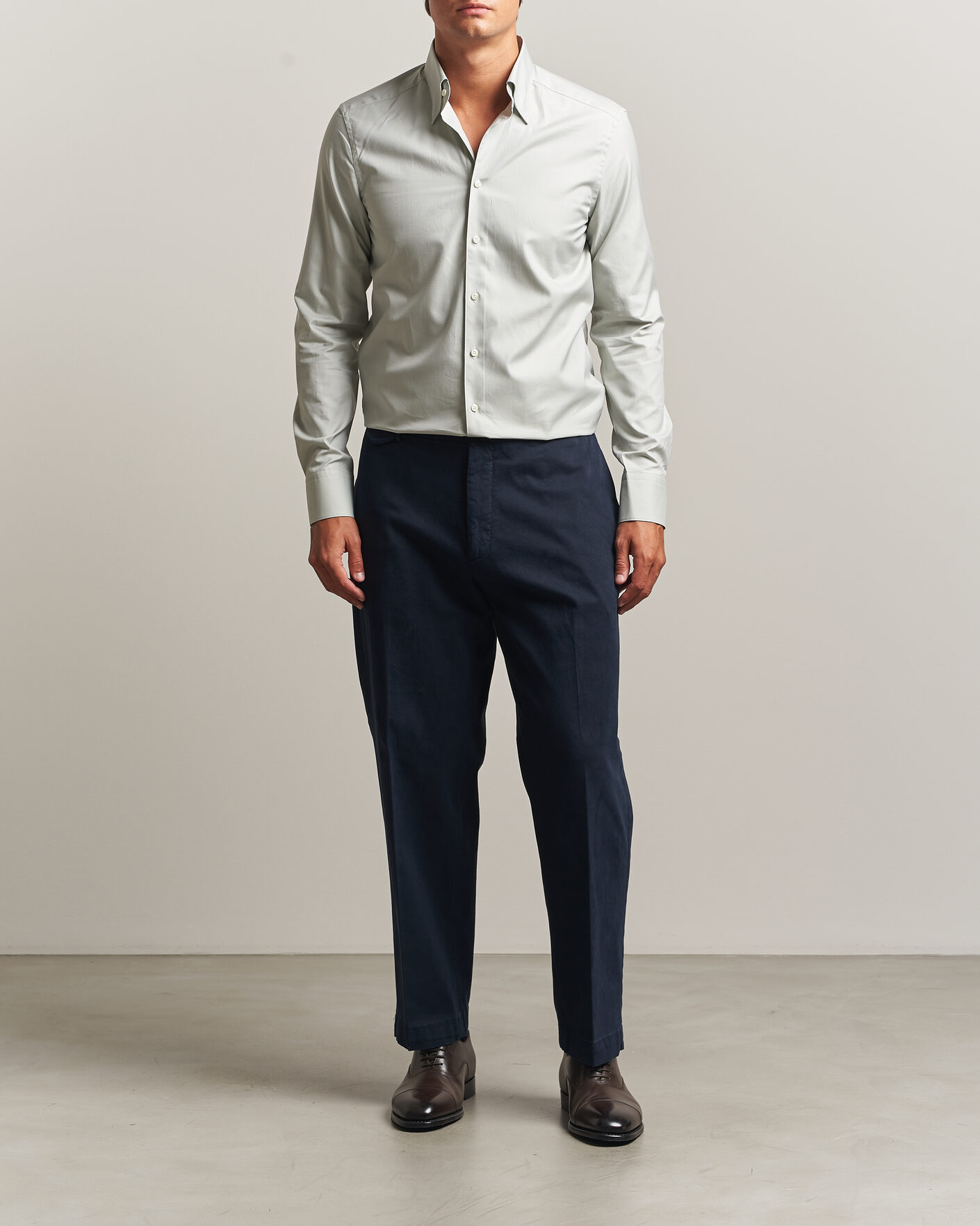 Herre | Skjorter | Stenströms | Slimline Twofold Cotton Button Under Shirt Green
