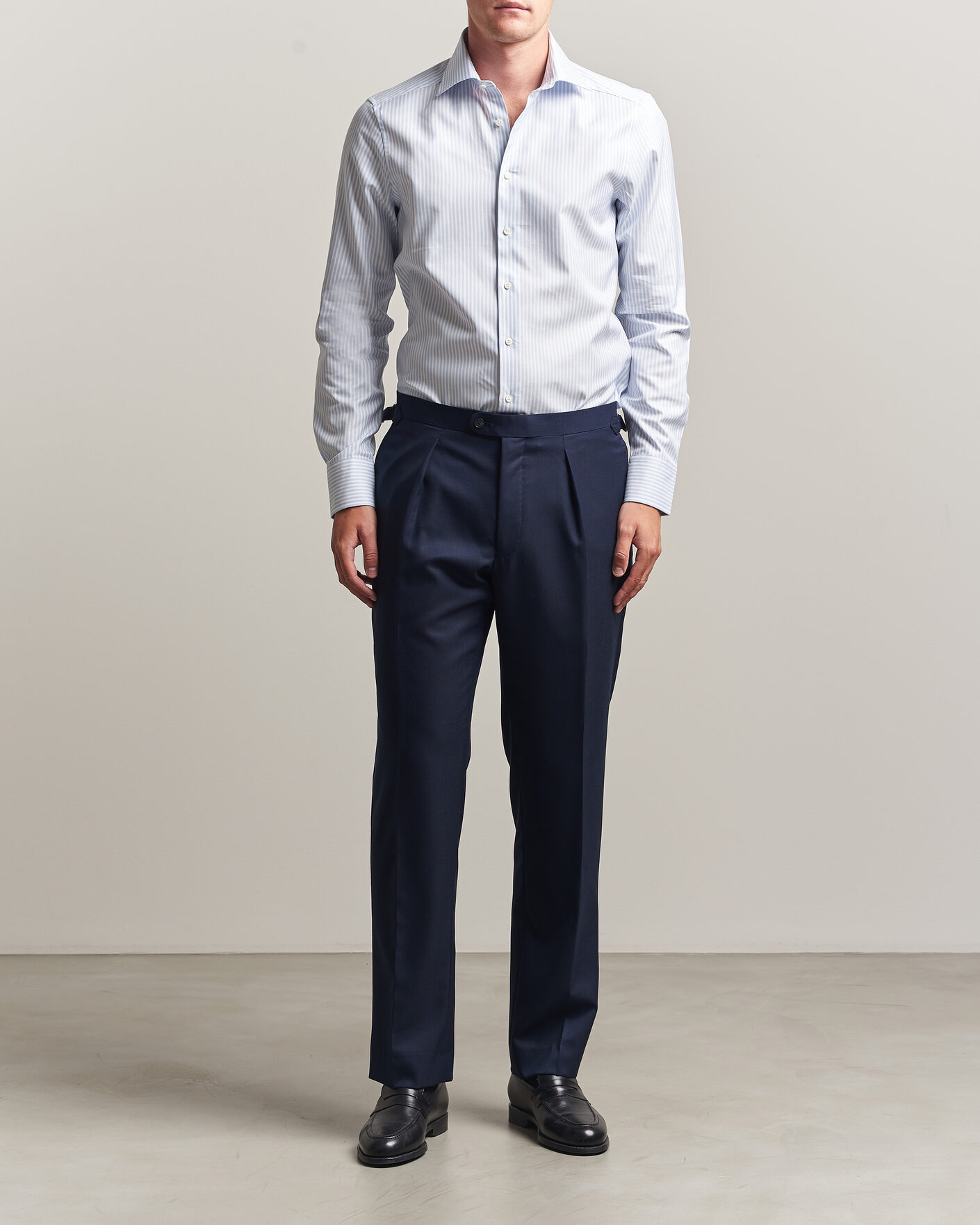 Herre | Skjorter | Stenströms | Slimline Twofold Cotton Stripe Shirt Light Blue