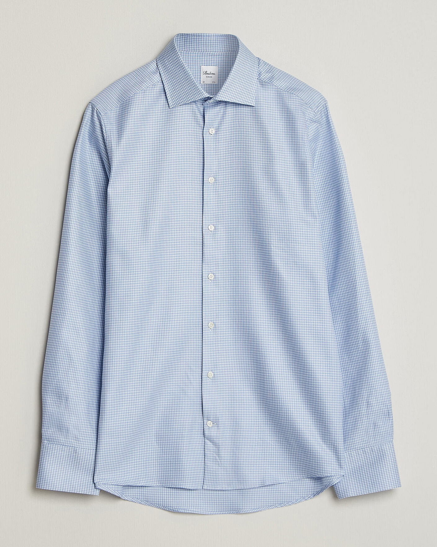 Herre | Skjorter | Stenströms | Slimline Twofold Houndstooth Shirt Blue