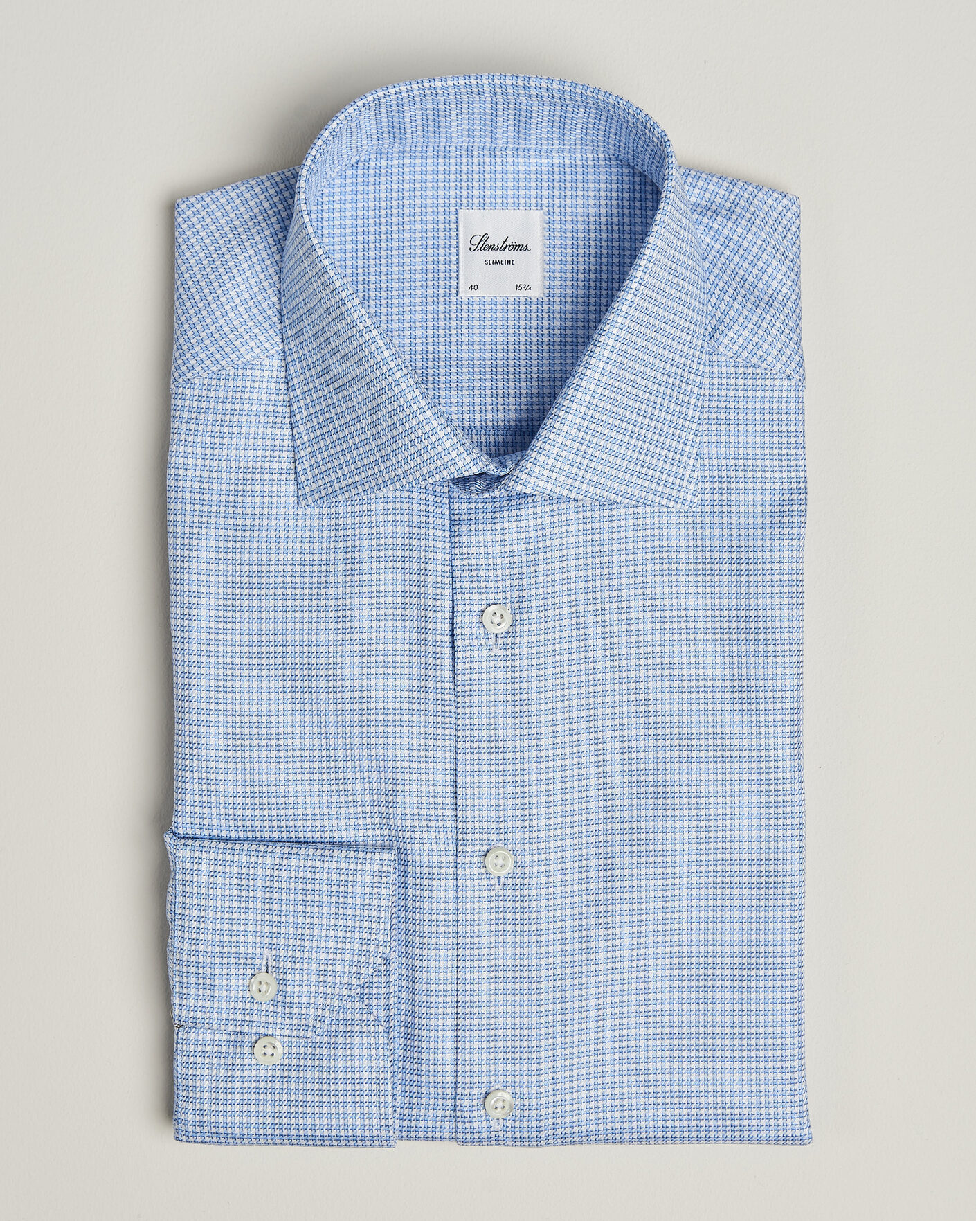 Herre | Skjorter | Stenströms | Slimline Twofold Houndstooth Shirt Blue