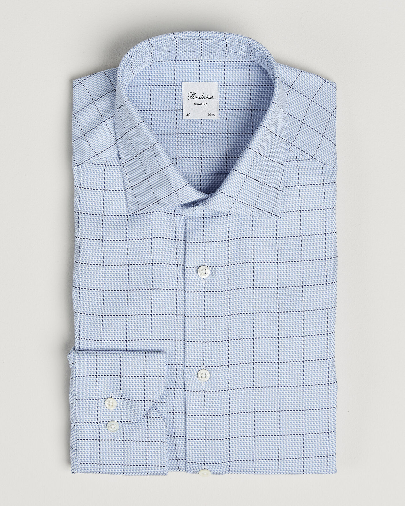 Herre | Skjorter | Stenströms | Slimline Twofold Structure Check Shirt Blue