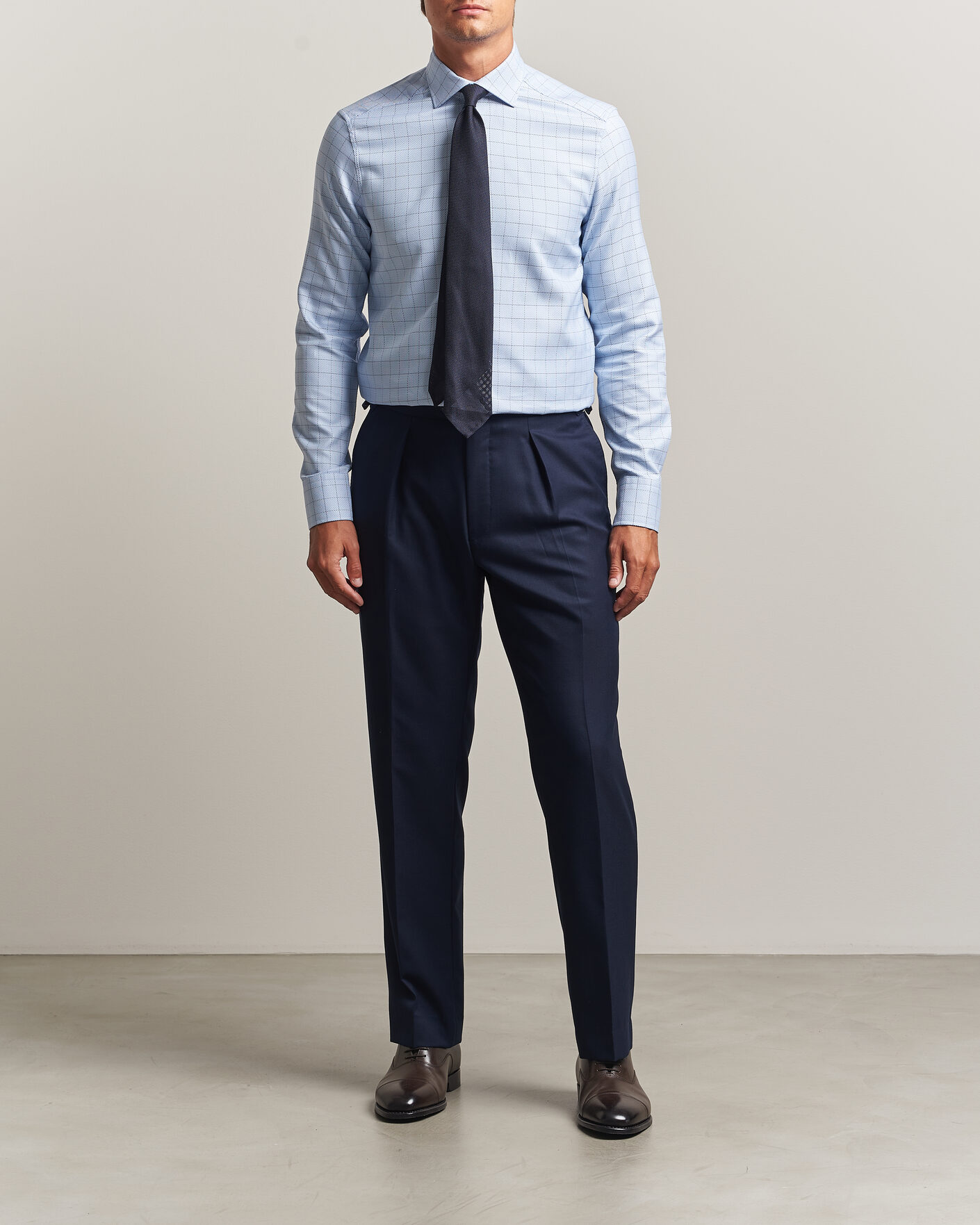 Herre | Skjorter | Stenströms | Slimline Twofold Structure Check Shirt Blue