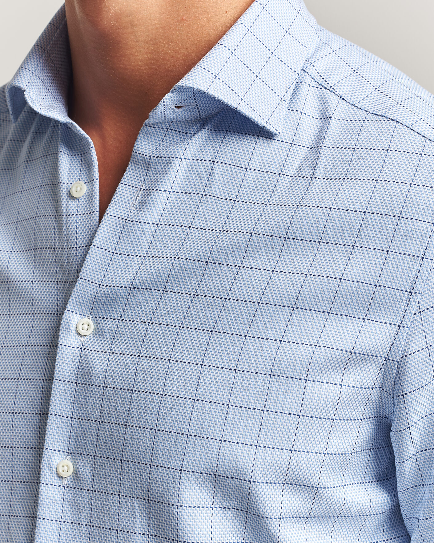 Herre | Skjorter | Stenströms | Slimline Twofold Structure Check Shirt Blue