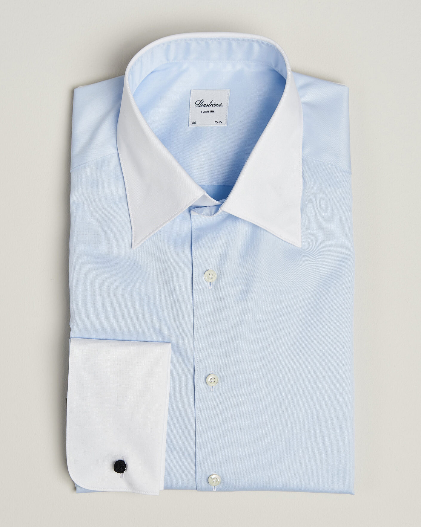 Herre | Skjorter | Stenströms | Slimline White Collar Whinchester Shirt Blue