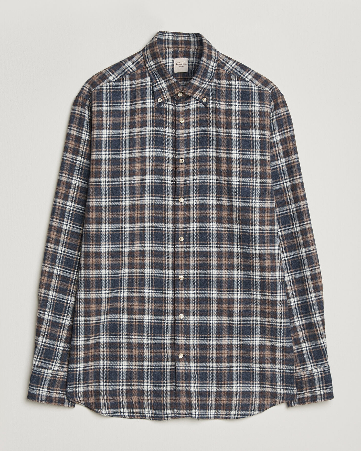 Herre | Skjorter | Stenströms | Regular Fit Check Cut Away Flannel Shirt Navy