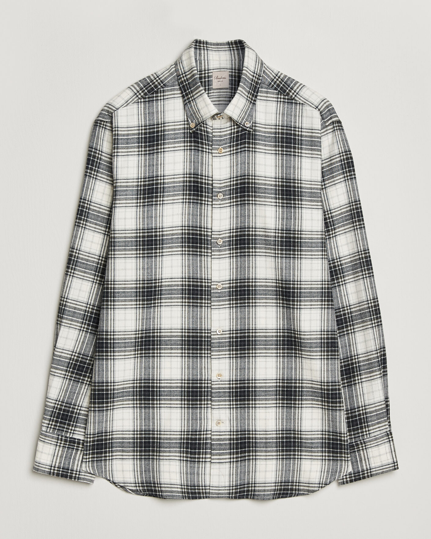 Herre | Skjorter | Stenströms | Regular Fit Check Button Down Flannel Shirt Grey