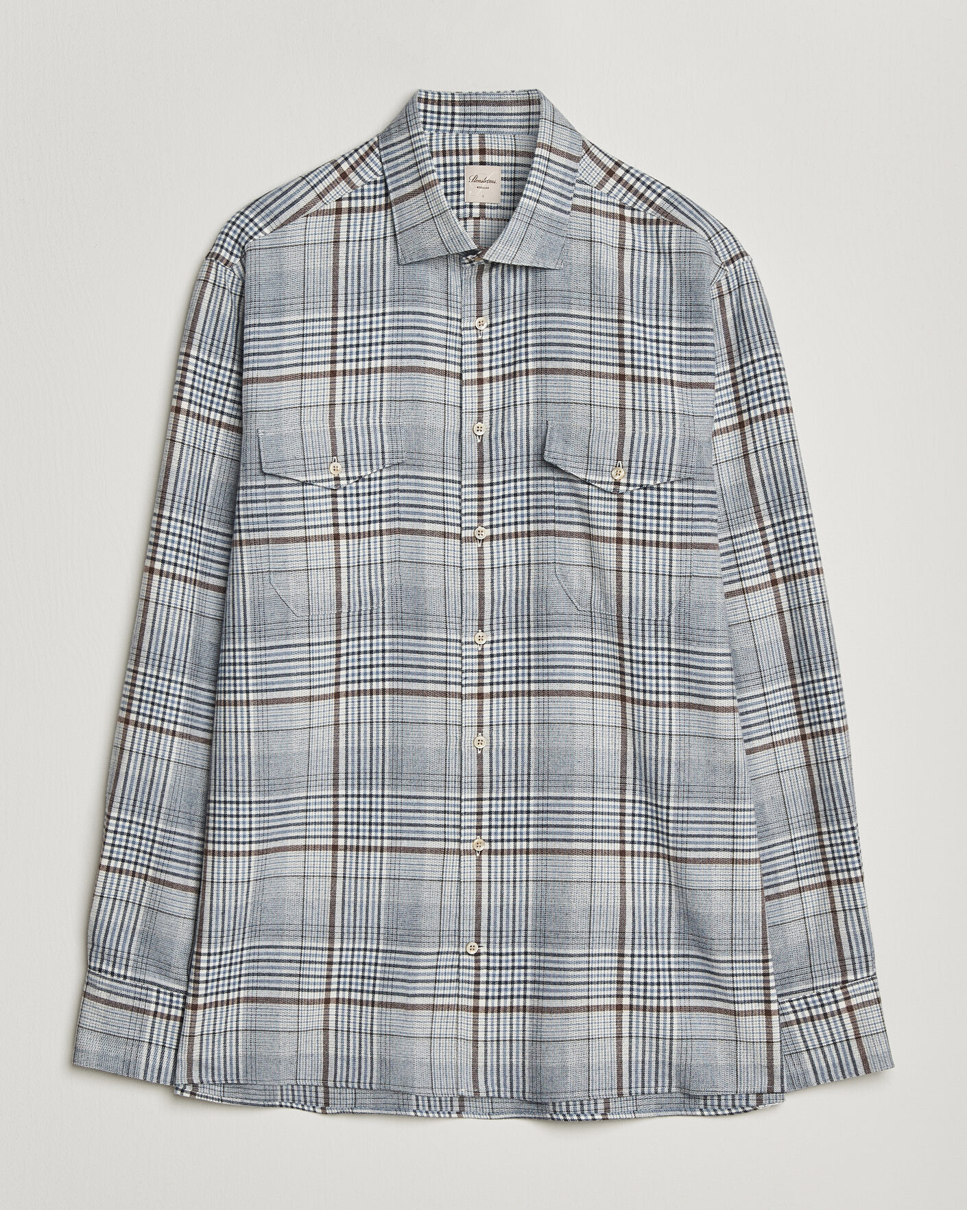 Herre | Skjorter | Stenströms | Regular Fit Front Pocket Flannel Shirt Blue