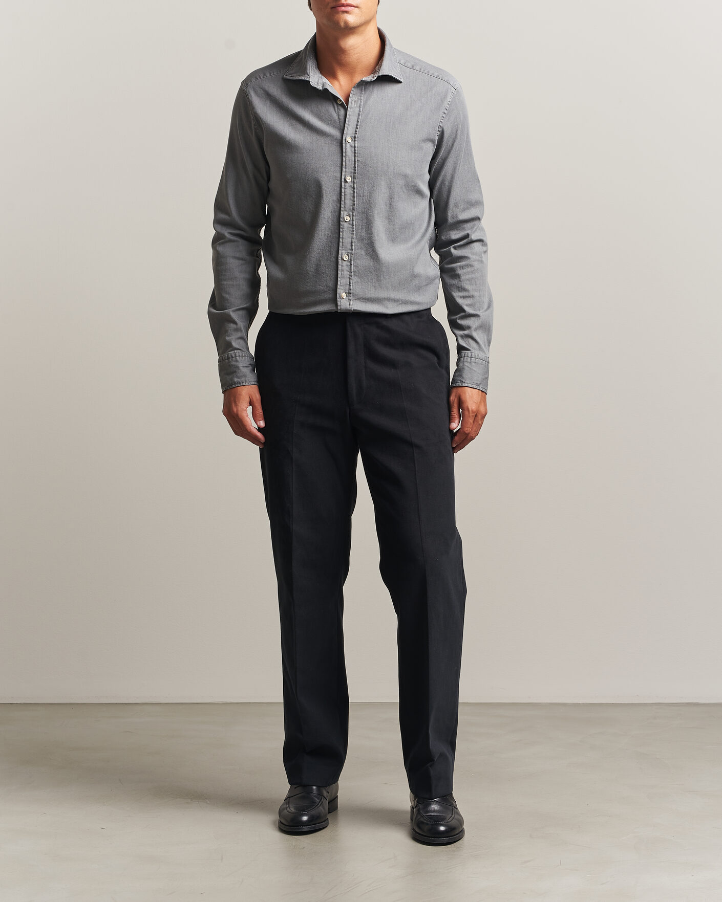 Herre | Skjorter | Stenströms | Slimline Garment Washed Shirt Grey Denim
