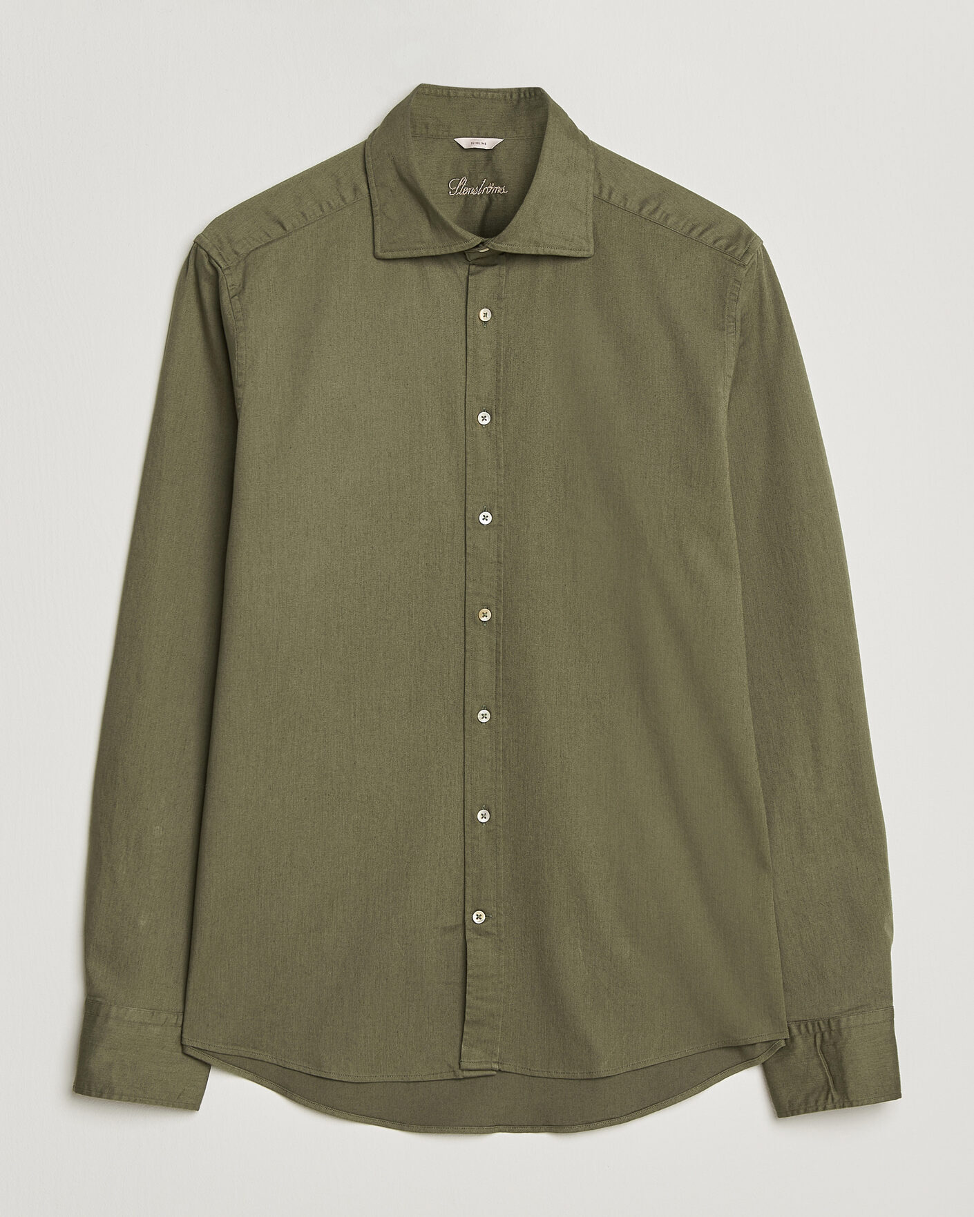 Herre | Skjorter | Stenströms | Slimline Garment Washed Shirt Green Denim