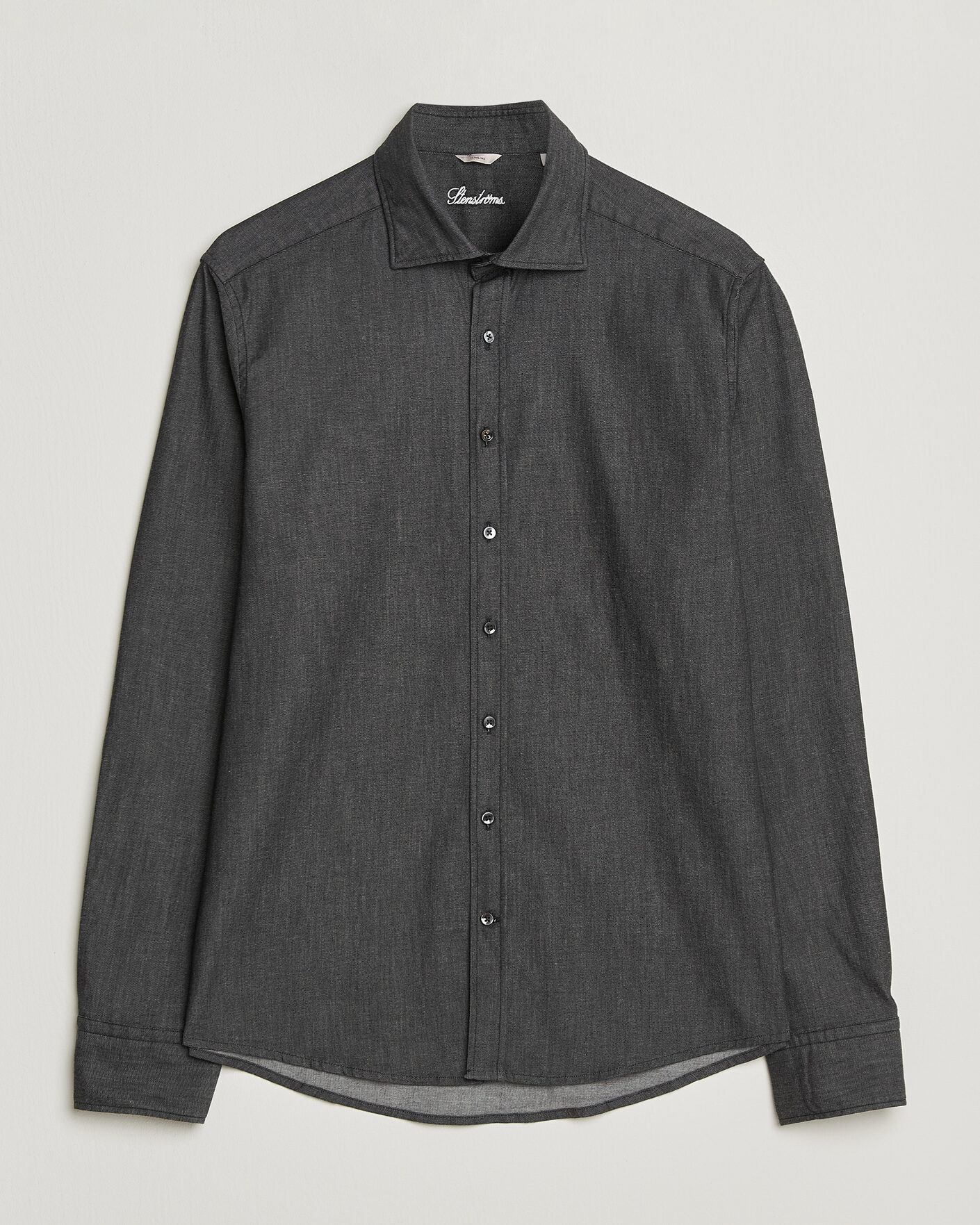Herre | Skjorter | Stenströms | Slimline Garment Washed Shirt Black Denim