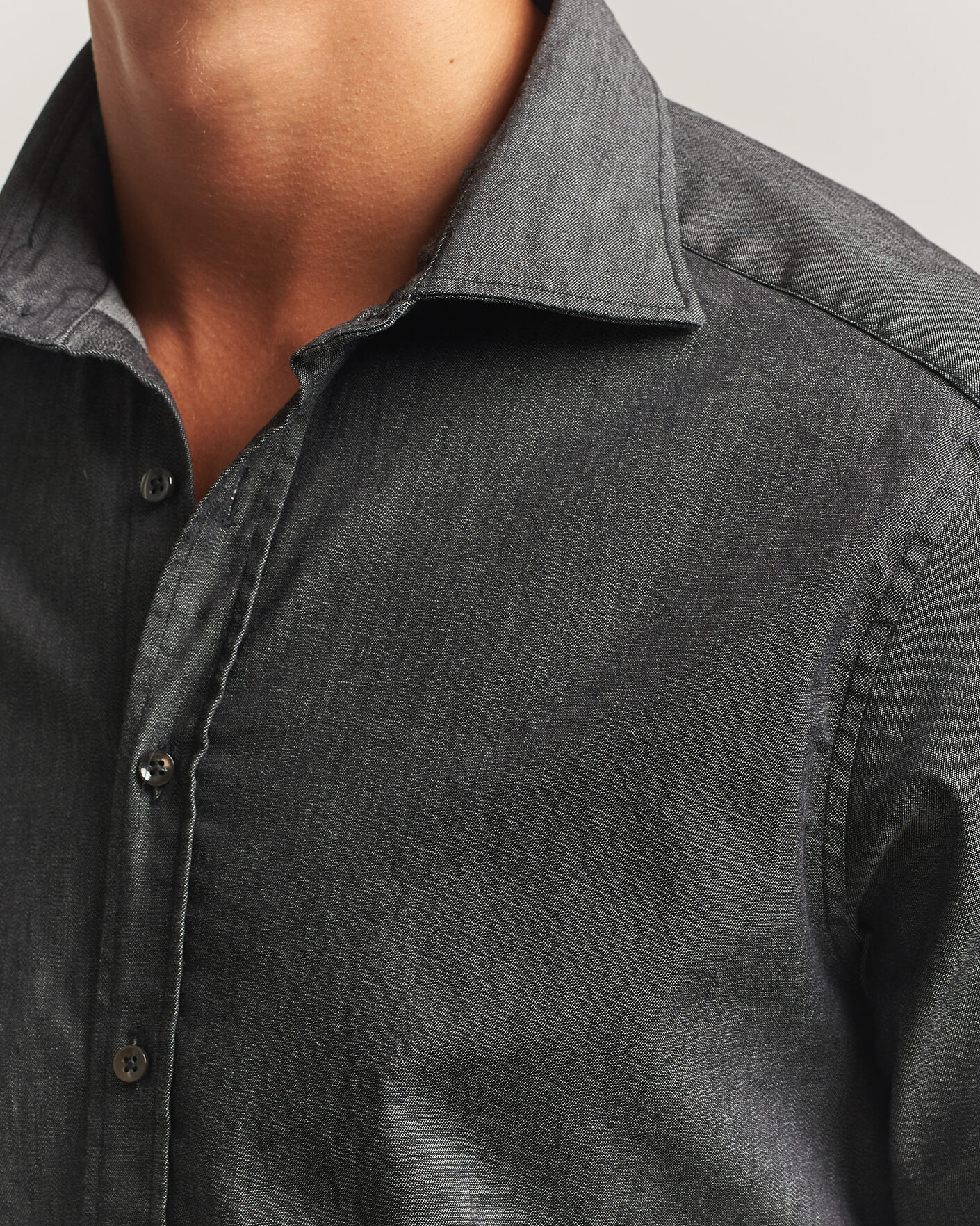 Herre | Skjorter | Stenströms | Slimline Garment Washed Shirt Black Denim