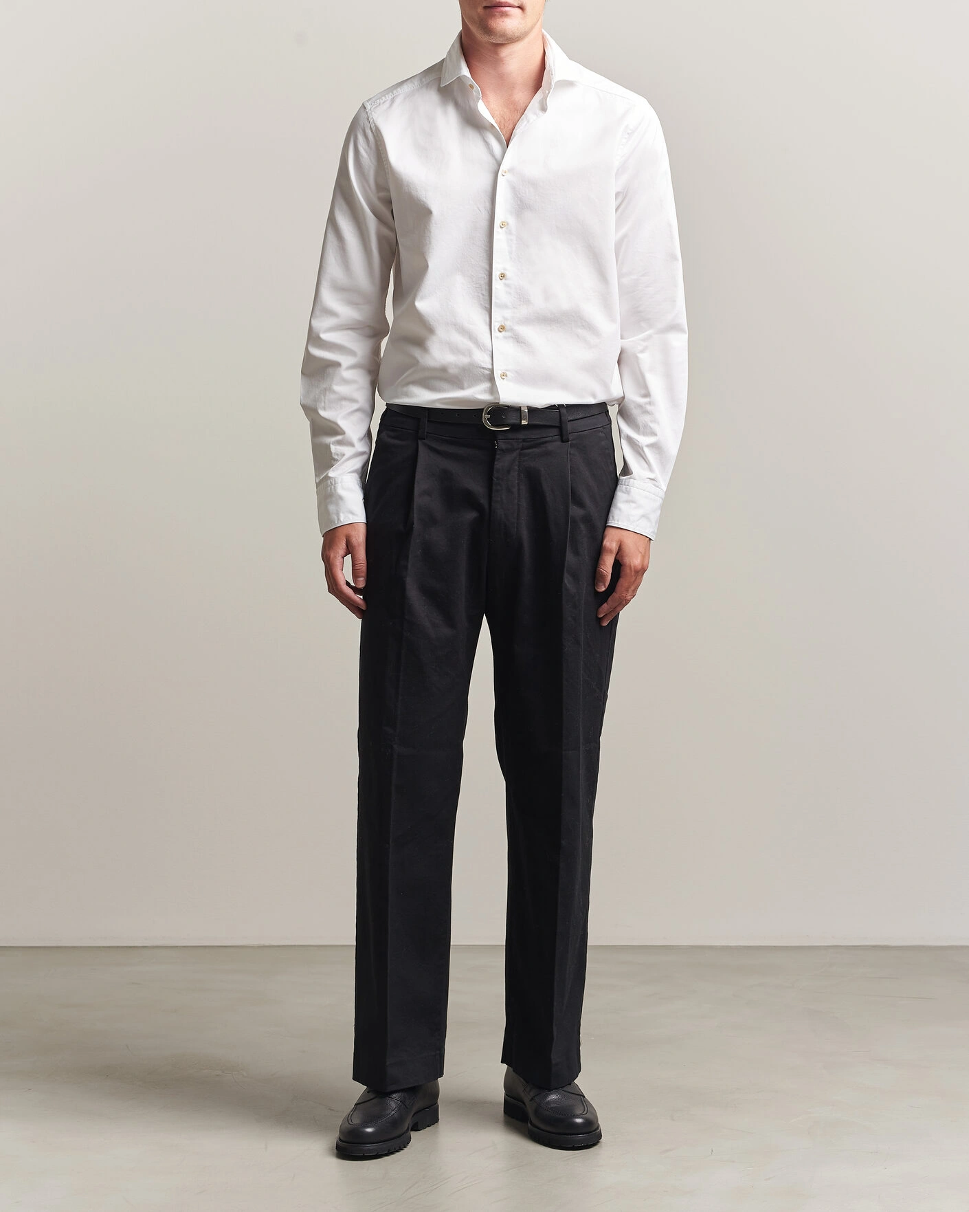 Herre | Skjorter | Stenströms | Slimline Washed Cotton Twill Cut Away Shirt White