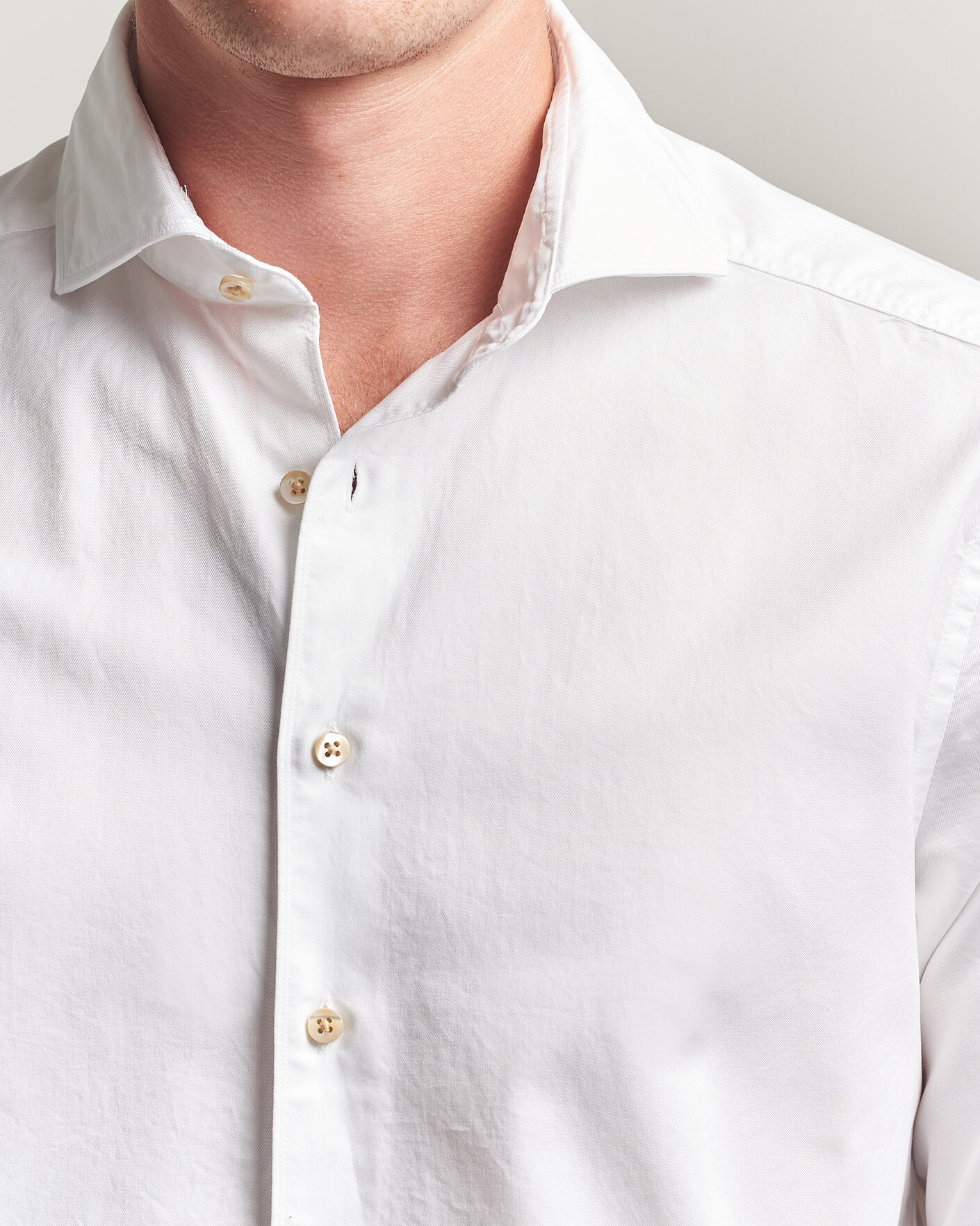 Herre | Skjorter | Stenströms | Slimline Washed Cotton Twill Cut Away Shirt White