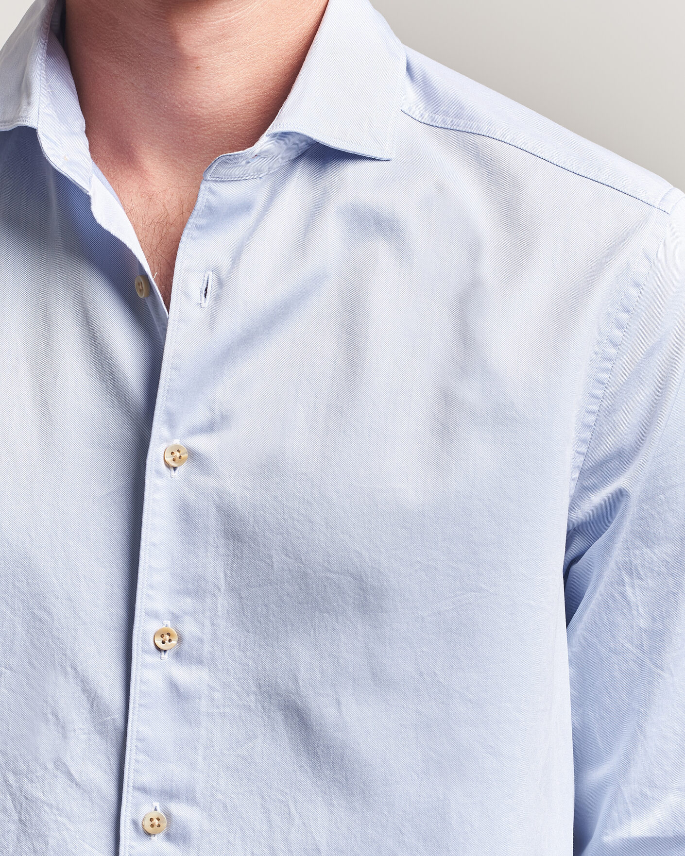 Herre | Skjorter | Stenströms | Slimline Washed Cotton Twill Cut Away Shirt Blue