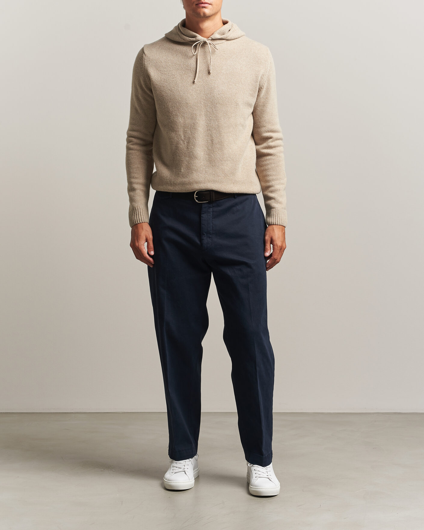 Herre | Trøjer | Stenströms | Brushed Merino Hood Beige