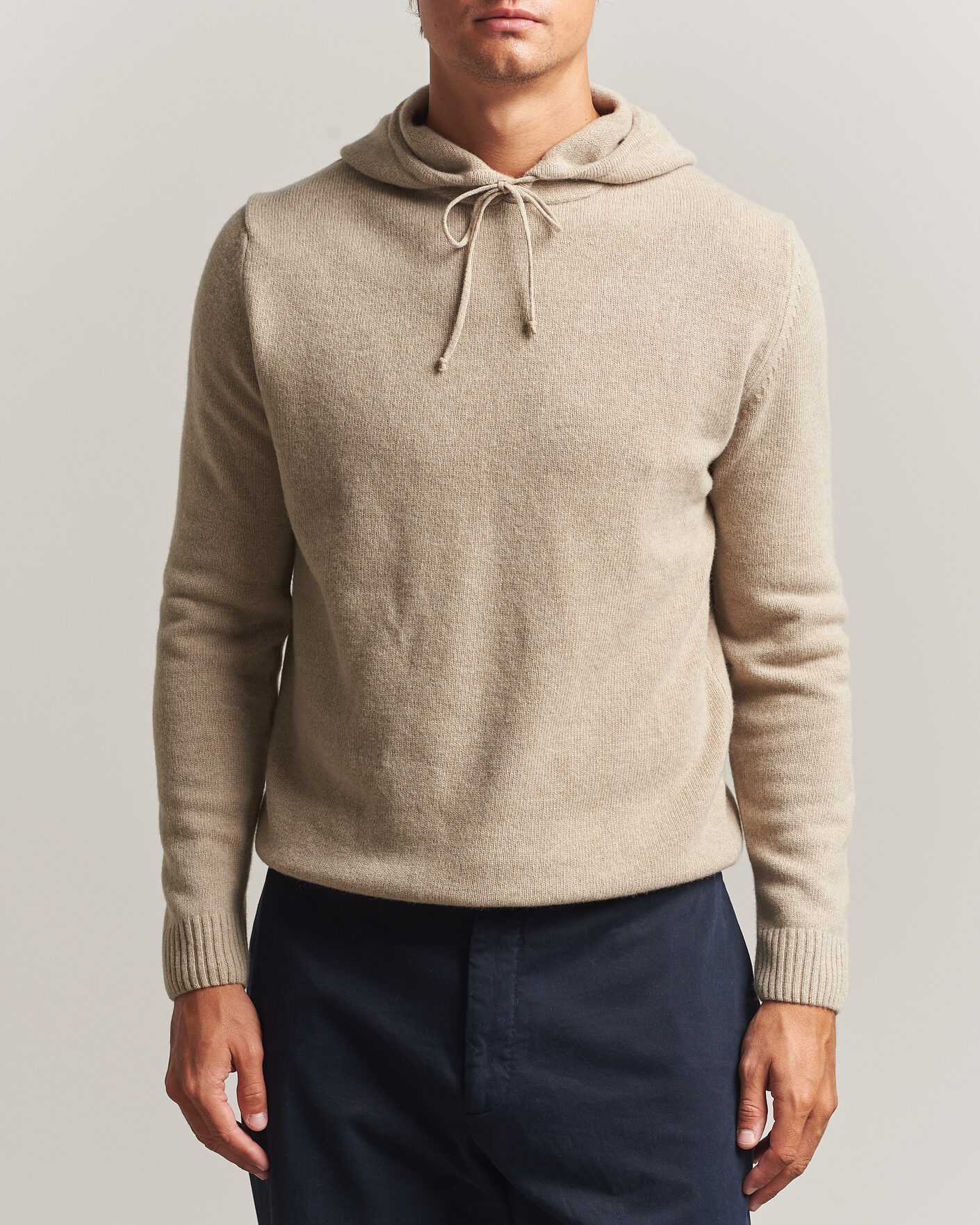 Herre | Trøjer | Stenströms | Brushed Merino Hood Beige